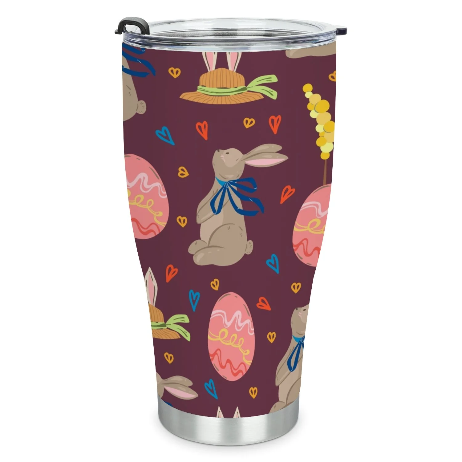 Hidove Stainless Steel Tumbler, Easter Hat with Bunny Ears 30oz Leak Proof & Stainless Steel Bottle for Hot & Cold Drinks - Coffee Travel Mug, Water Metal Canteen, Thermal Cup