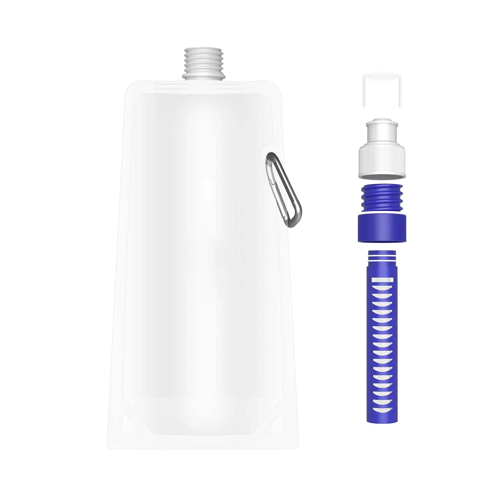 Foldable Filtered Water Bottle Outdoor Filtered Water Bag for Travel Camping 480ml
