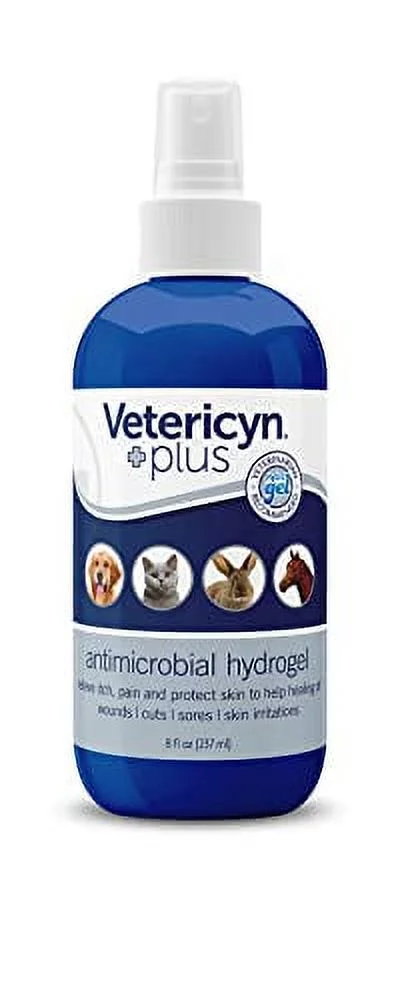 Vetericyn Plus All Animal Hydrogel. Promotes Healing for Wounds, Post-Surgery Sutures & Irritation. Recommended for Dogs, Cats, Birds & Rabbits. 8 oz. (Packaging/Bottle Color May Vary)