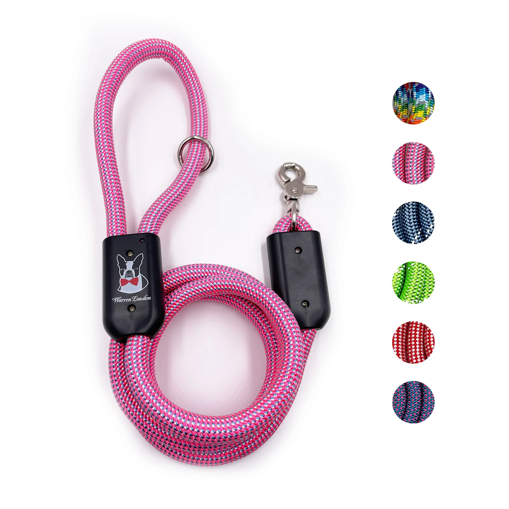 Climbing Rope Dog Leash | 5ft Length with Options for Reflective | Ergonomic Grip Comfort Control and Durability | Heavy Duty for Small Medium and Large Dogs | Pink