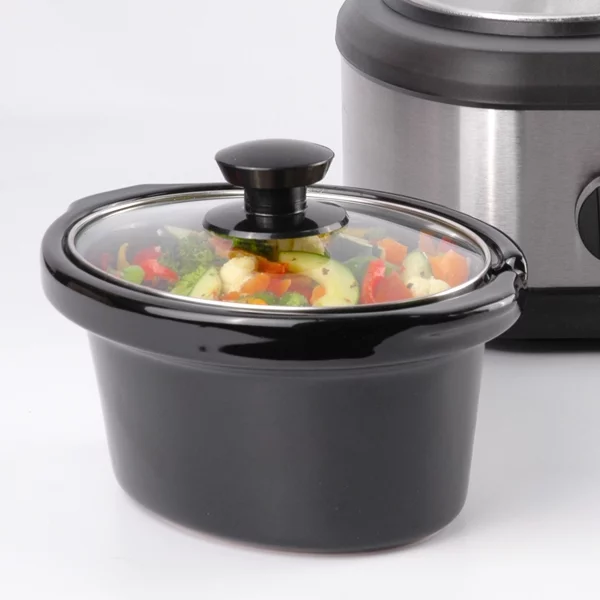 Toastmaster Triple 1.5 Qt Slow Cooker, Stainless Steel Buffet Server with Black Accents, Model TM-318BS