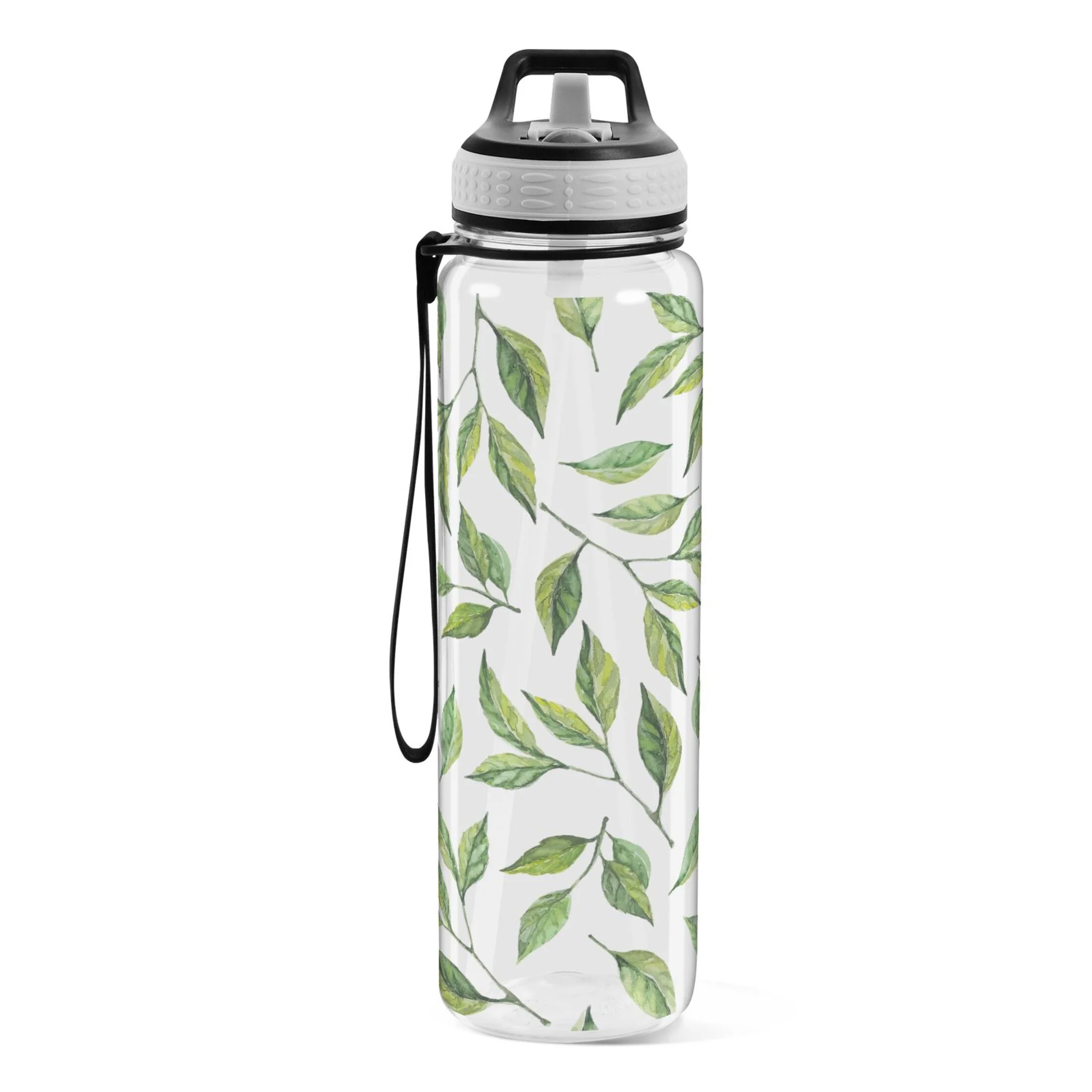 Leaves 32oz Water Bottles with Straw Tritan Leakproof Sports Bottle BPA Free Clear for Fitness Gym Swimming Cycling