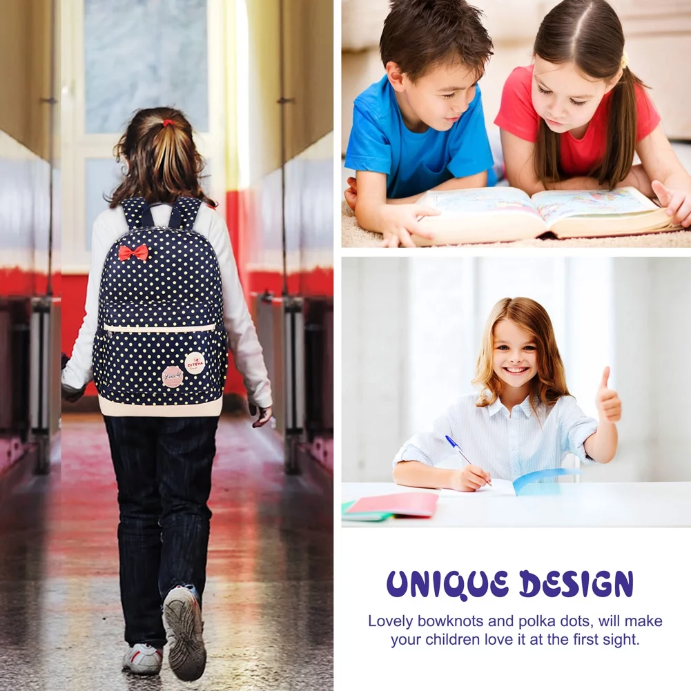 Chic Nylon Backpack Set 3-in-1 Shoulder Bags Casual Student Daypack