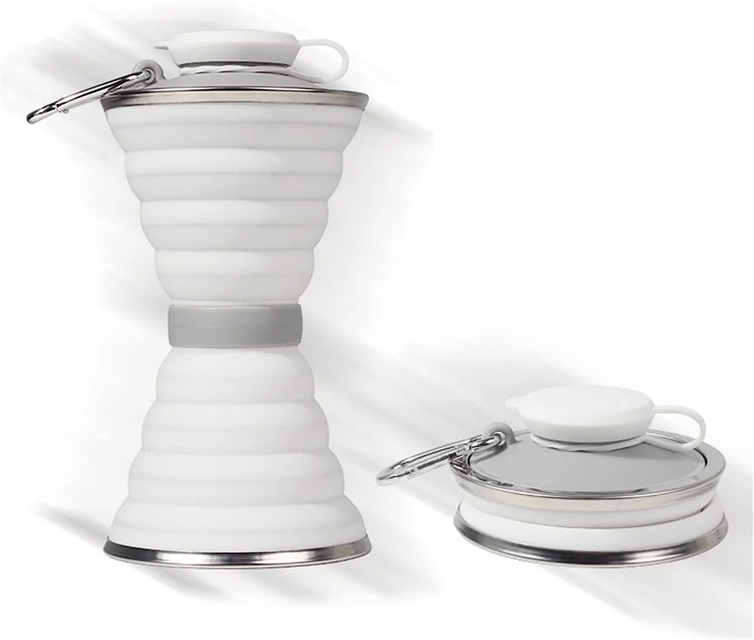 Tumblers with Straw Silicone Collapsible Water Bottles for Sports Drink Camping Travel My Cycling Foldable Bottle Coffee Cup (Color : Pink)