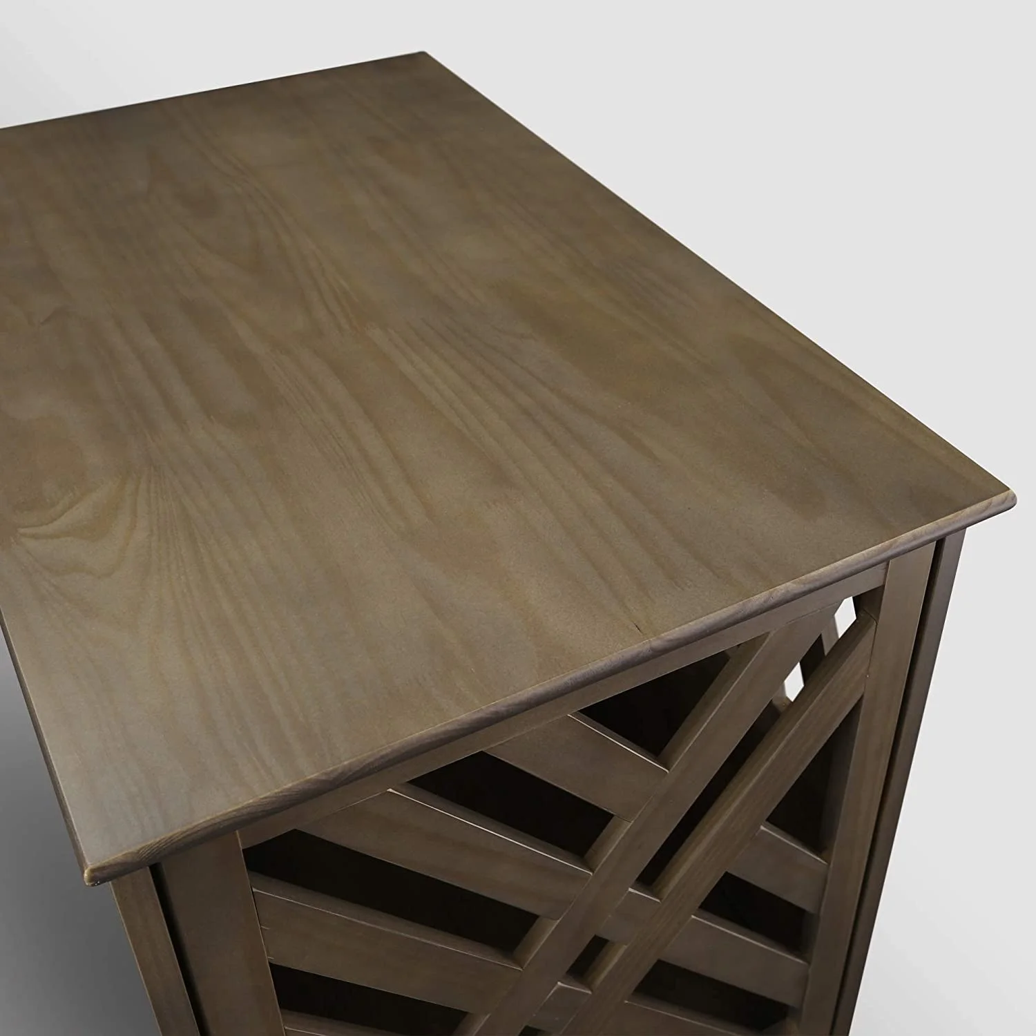 Wooden Lattice Pet Crate, End Table, Taupe Gray