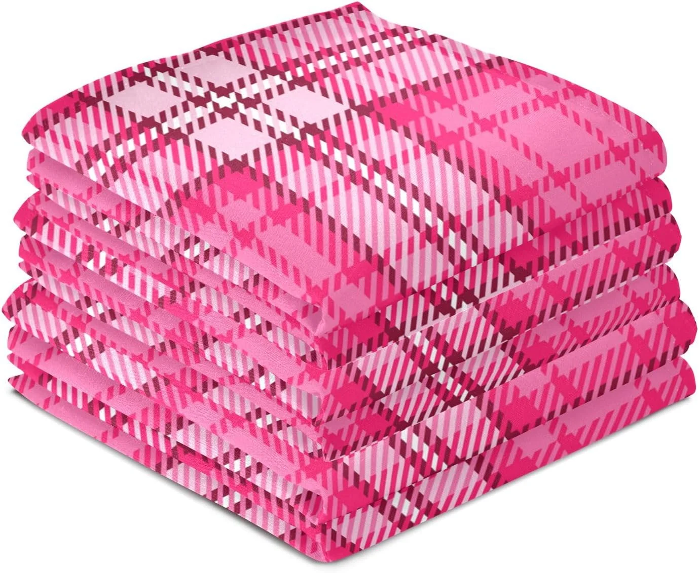 GZHJMY Valentines Pink Tartan Plaid Kitchen Towel, Dish Towels Quick Drying Tea Towels Absorbent Hand Towels for Kitchen Sink Dinner Table 28 x 18 Inches, Set of 6