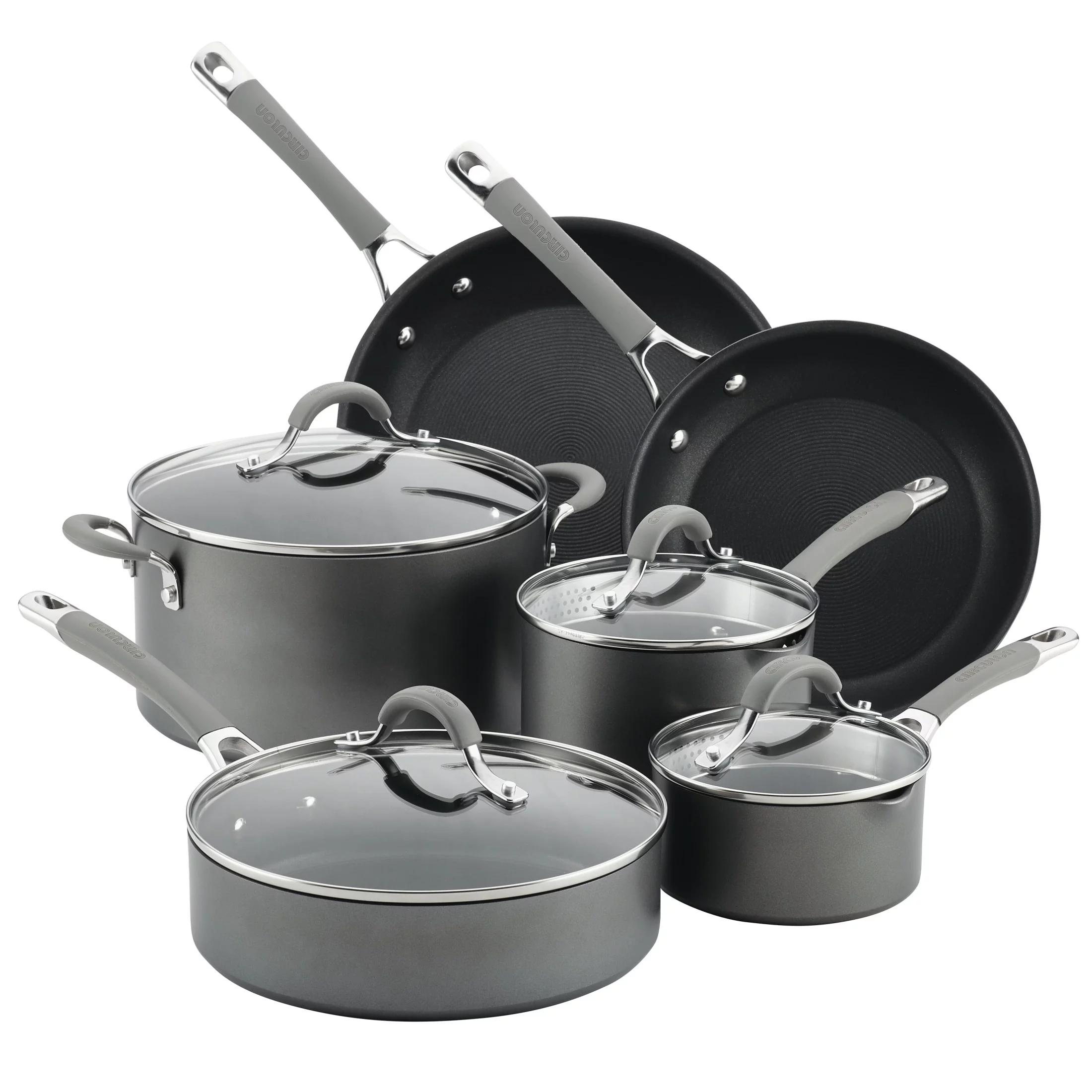 Circulon Elementum Hard-Anodized Nonstick Cookware Set, 10-Piece, Gray