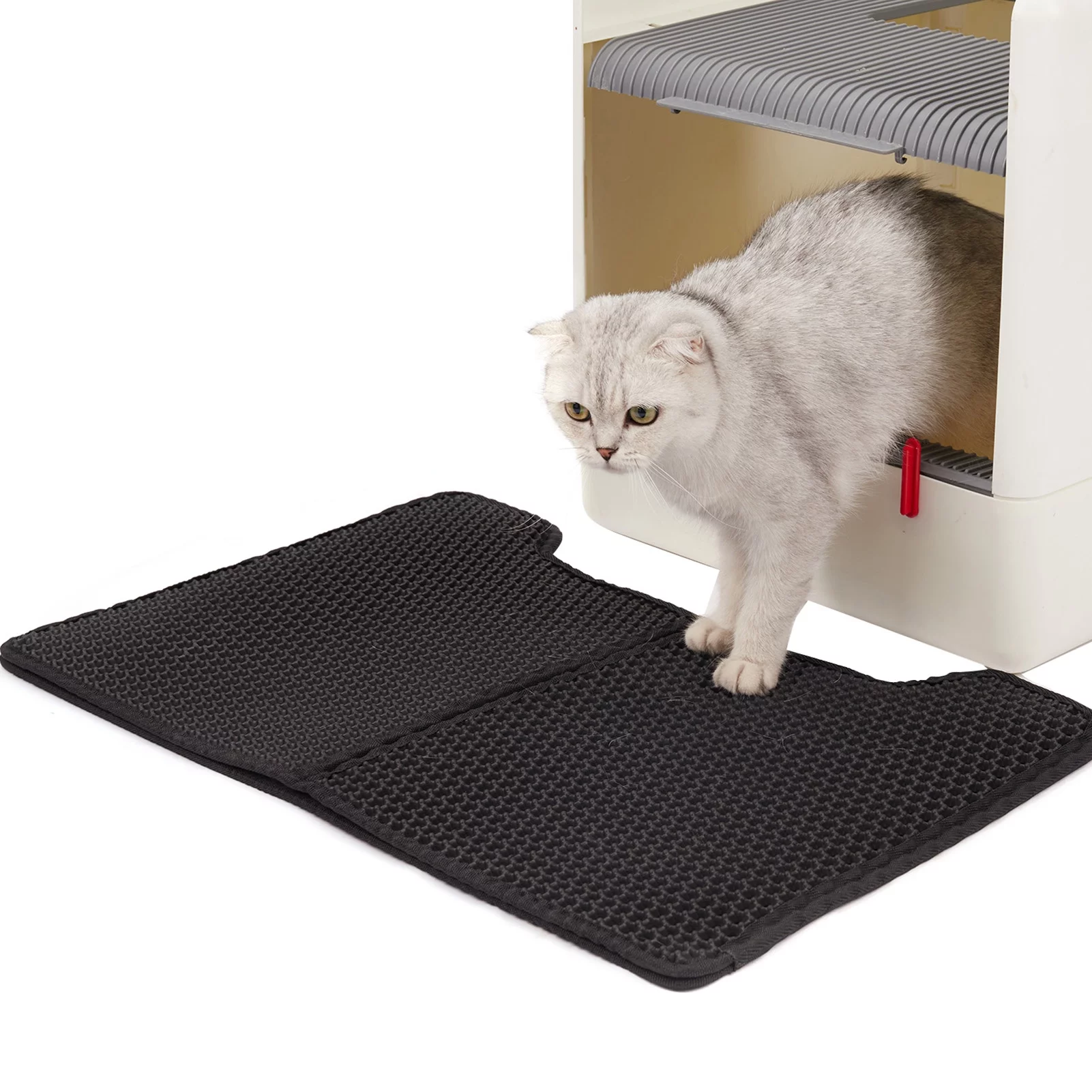 Htovila Cat Litter Mat Double Layer Foldable Mat Litter Box Rug