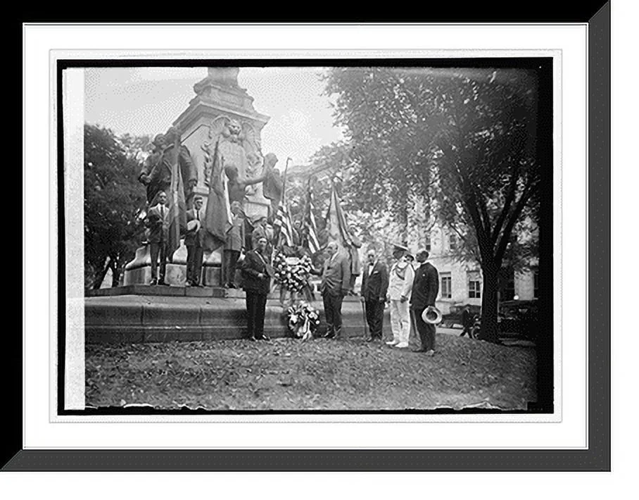 Historic Framed Print, Denby at LaFayette statue, 9/6/23, 17-7/8