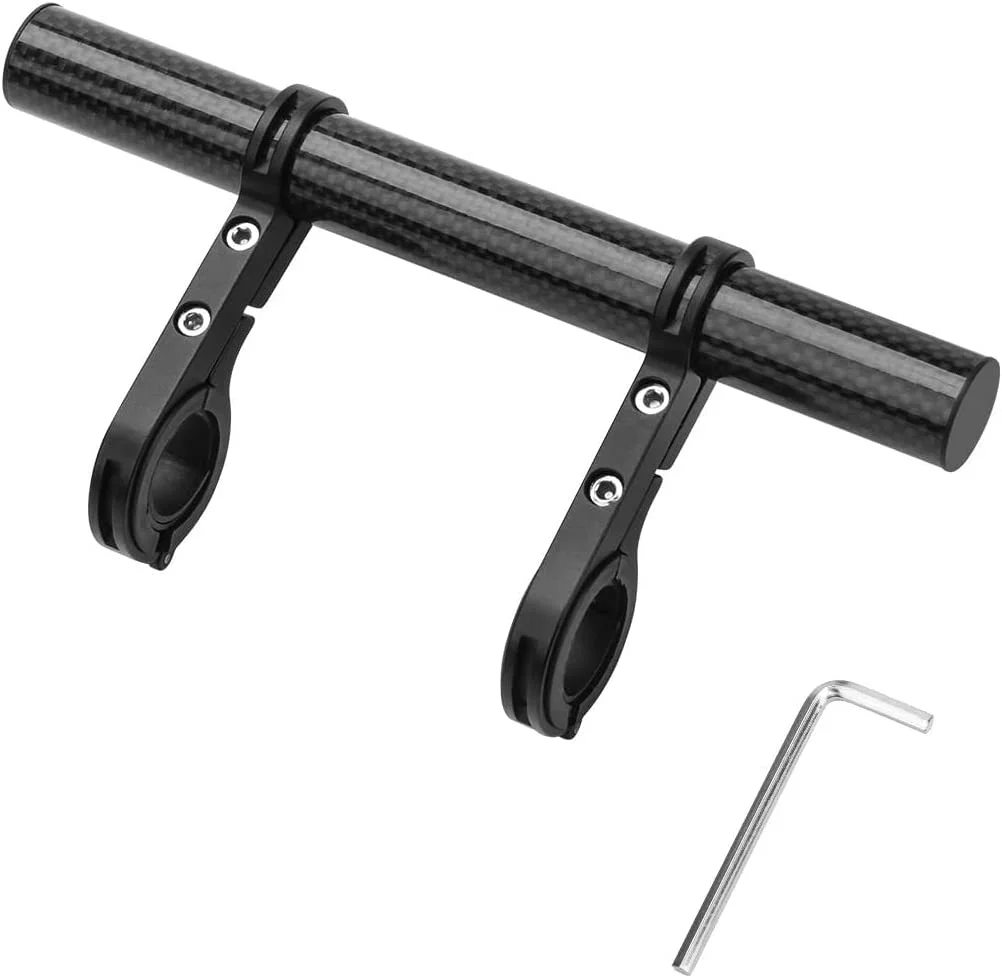 Bike Handlebar Extender Lamp Light Phone Mount Holder Bracket Extension Carbon Fiber Double Bicycle Handlebar Extension