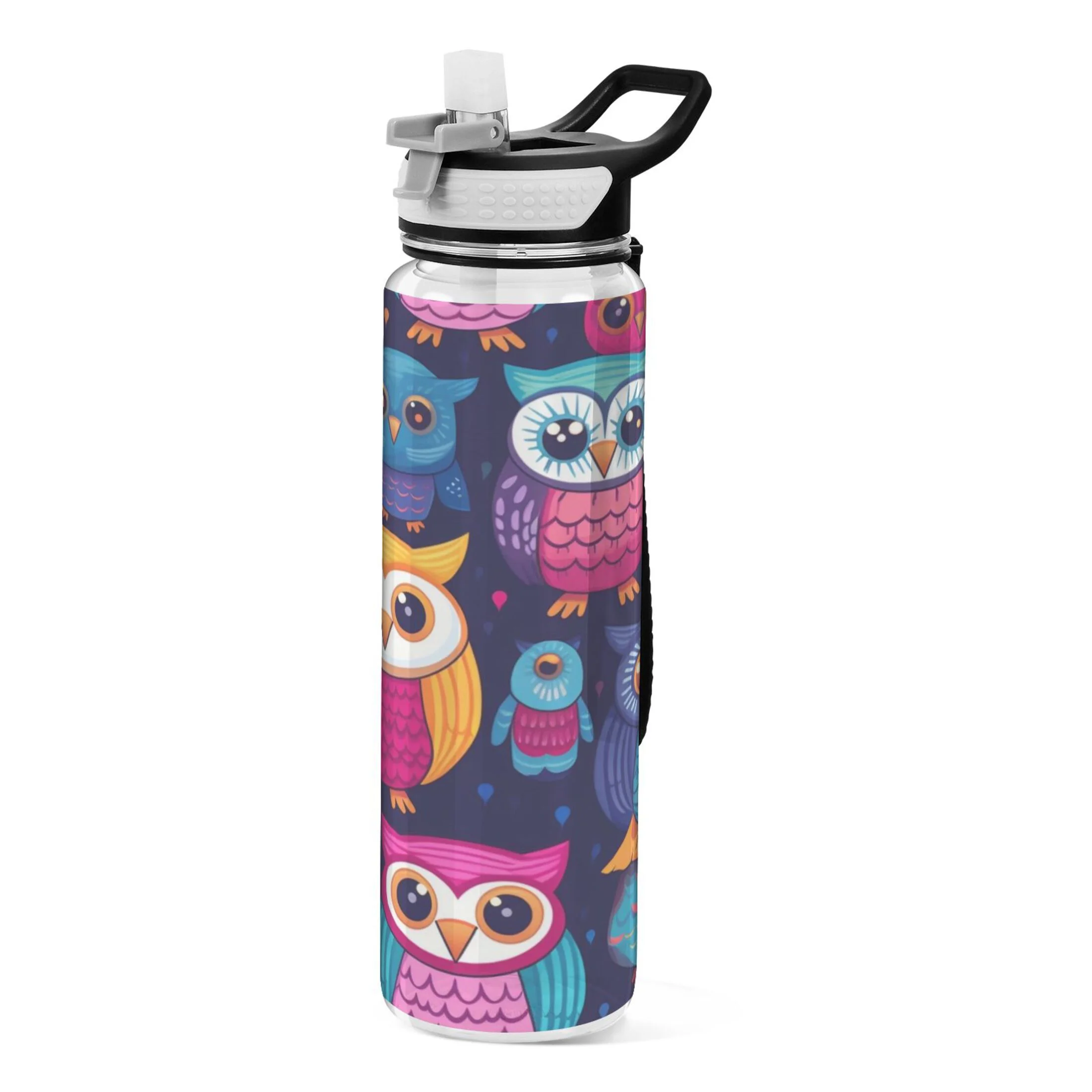 Owls 32oz Sports Water Bottles Leakproof Tritan Bottle with Straw BPA Free Clear Bottle for Fitness Gym Outdoor Cycling