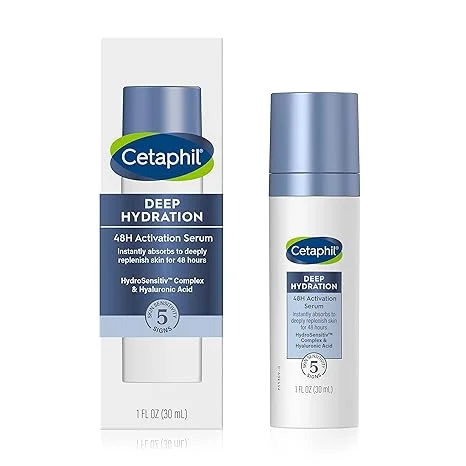 Cetaphil Deep Hydration 48Hr Activation Serum, 1 fl oz, 48 Hr Face Moisturizer for Dry, Sensitive Skin, With Hyaluronic Acid, Vitamin E & B, Dermatologist Recommended Sensitive Skincare Brand
