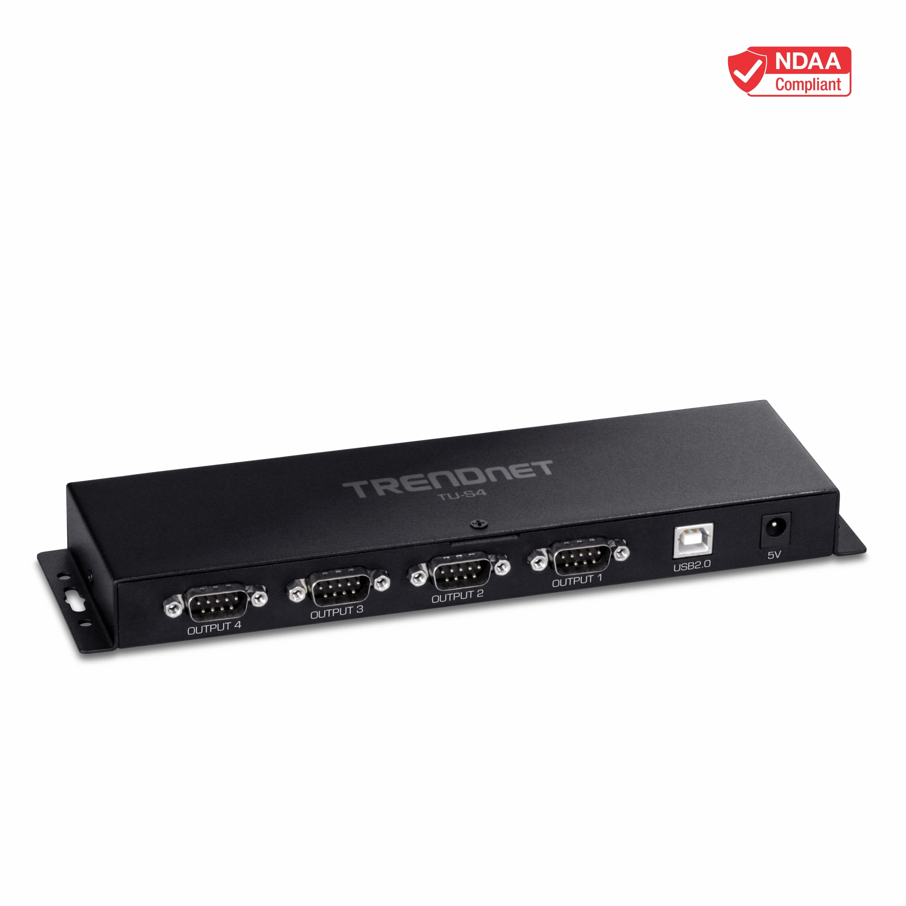 TRENDnet TU-S4, 4-Port USB to Serial RS232 Hub, Black