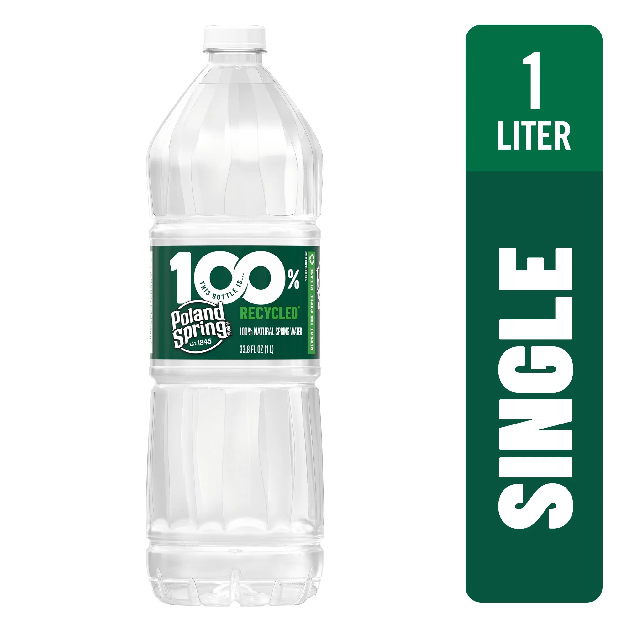 POLAND SPRING Brand 100% Natural Spring Water, 1-Liter plastic bottle