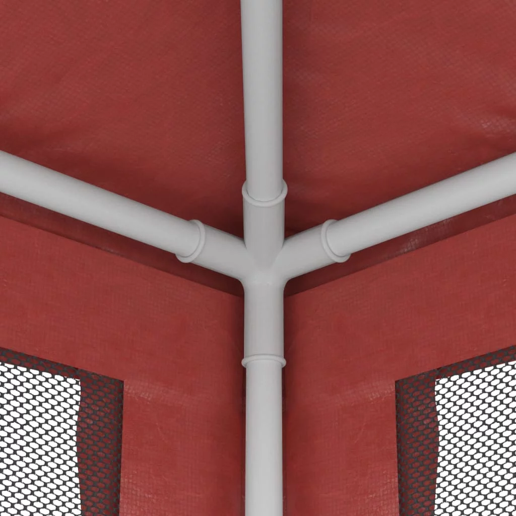 Anself Party Tent with 4 Mesh Sidewalls Red 13.1'x13.1' HDPE