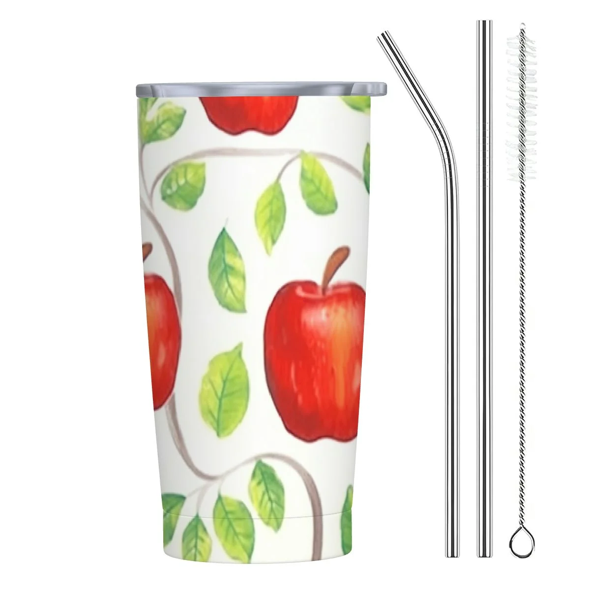 GOSMITH  Fruit Apples Stainless Steel Insulated Water Bottle with Straw, Leakproof Reusable Drink Jug for Fitness Sports Hiking Outdoors