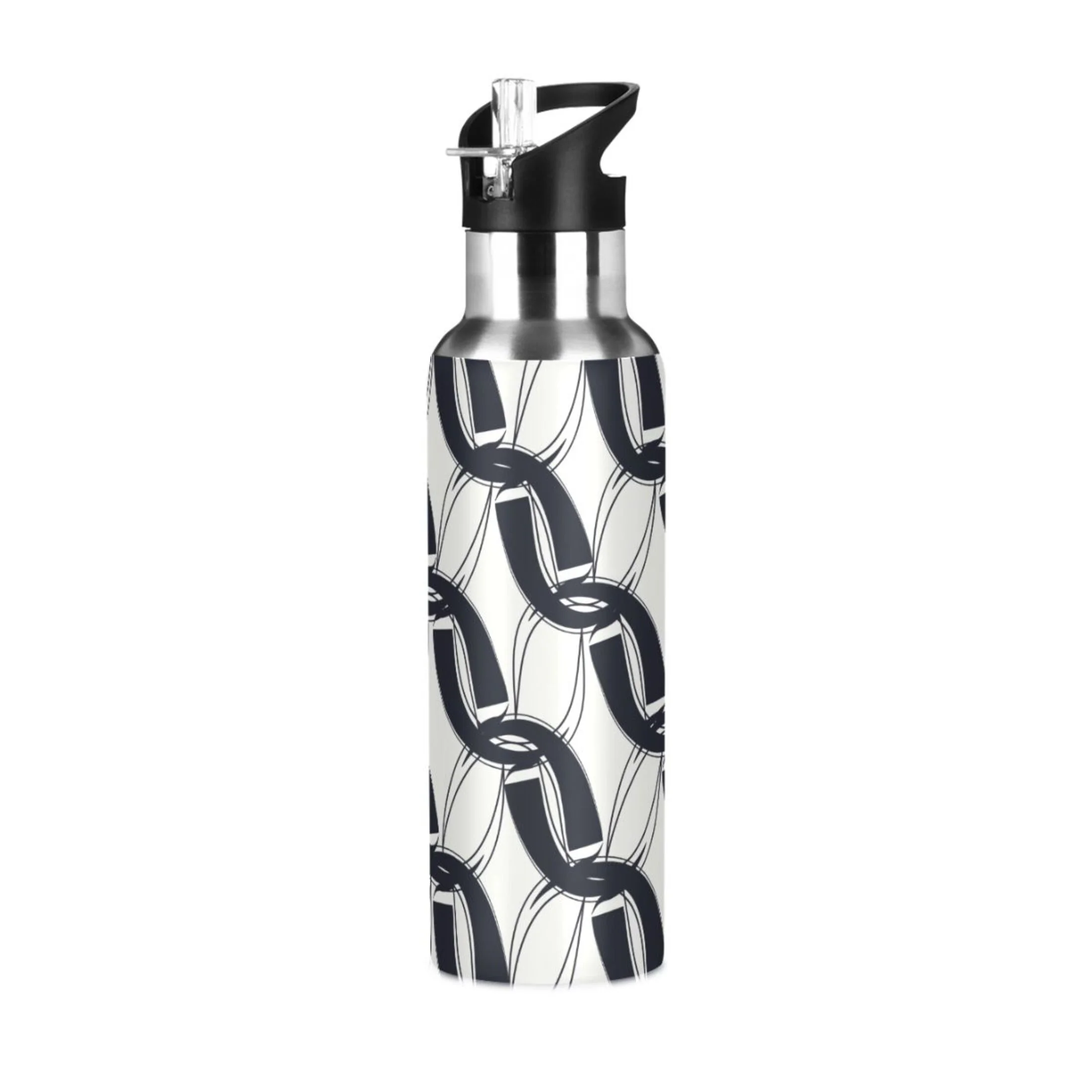 Geometric Art Water Bottles Insulated Thermos Kids Stainless Steel Bottle with Straw Lid Flask Leakproof for Sports Gym 20 oz