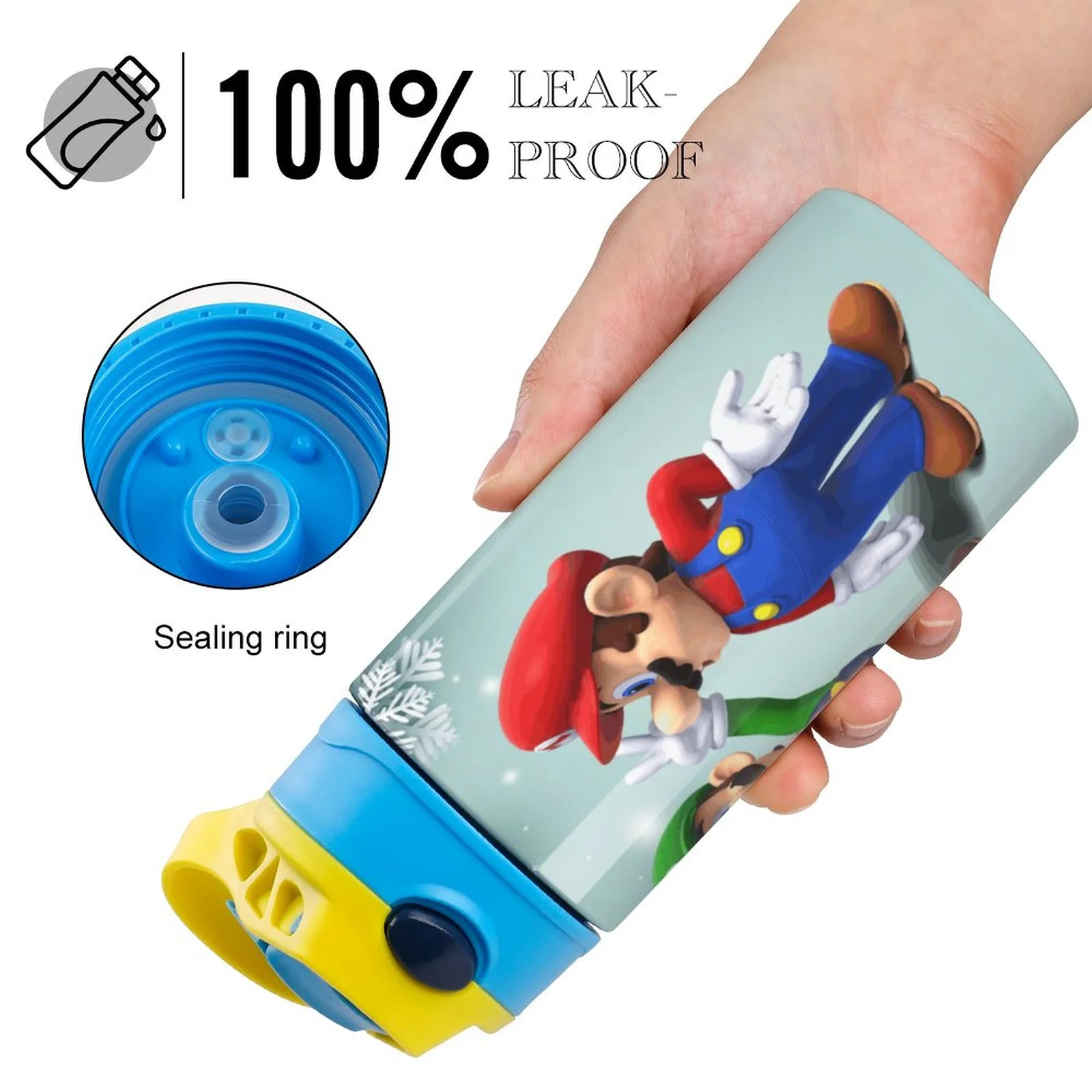 Mario Luigi Bros Kid's Insulated Water Bottle With Straw Vacuum Stainless Steel Cup Leak-Proof Children Toddler Thermoses