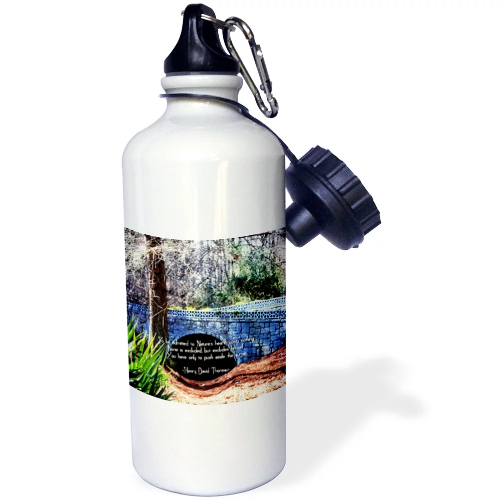 3dRose A photo of a nature scene with a quote by Thoreau - Water Bottle, 21-ounce