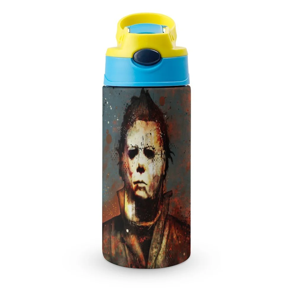 Michael Myers Film Kid's Insulated Water Bottle With Straw Vacuum Stainless Steel Cup Leak-Proof Children Toddler Thermoses