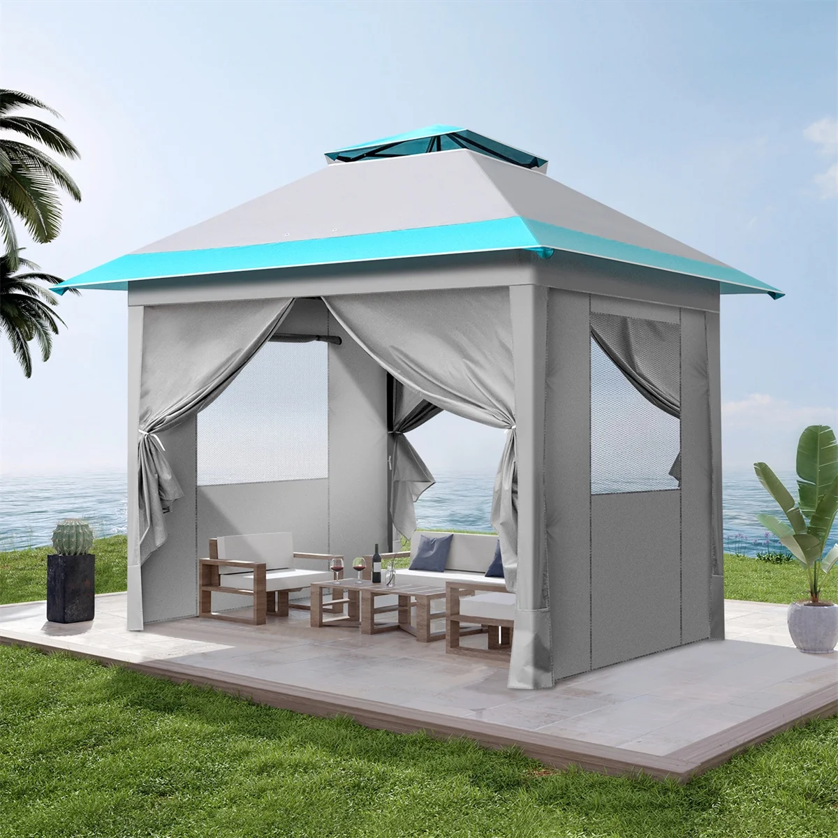 10 Ft. W x 10 Ft. D Metal Patio Gazebo Tent With Carry Bag