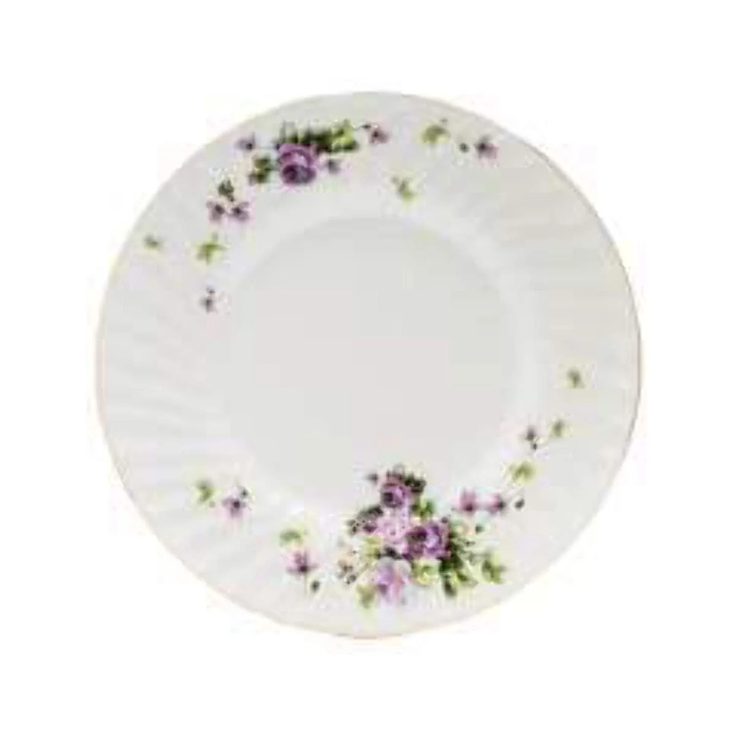 Lynns Paradise Lucinda 7.5-Inch Small Plate, Set of 24, ; 24K Gold Trim, Embossed Swirl, Colorful Floral Print, Porcelain