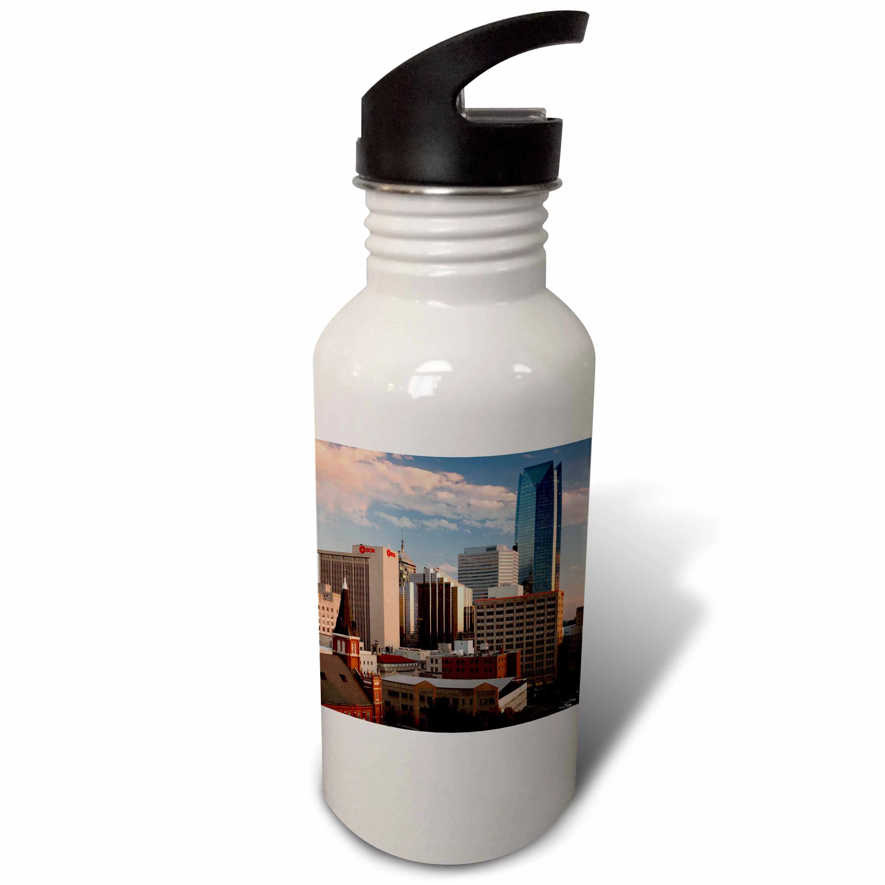 USA, Oklahoma, Oklahoma City, elevated city skyline with Devon Tower. 21 oz Sports Water Bottle wb-192225-1