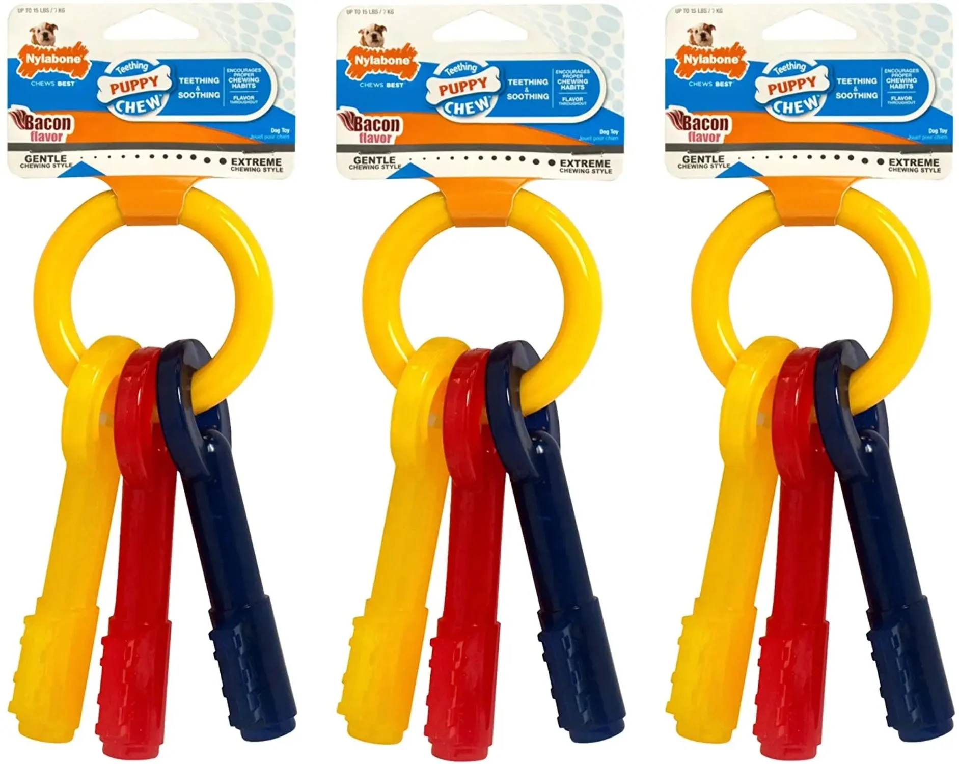 Nylabone Puppy Chew Teething Keys Bacon Flavor, X-Small