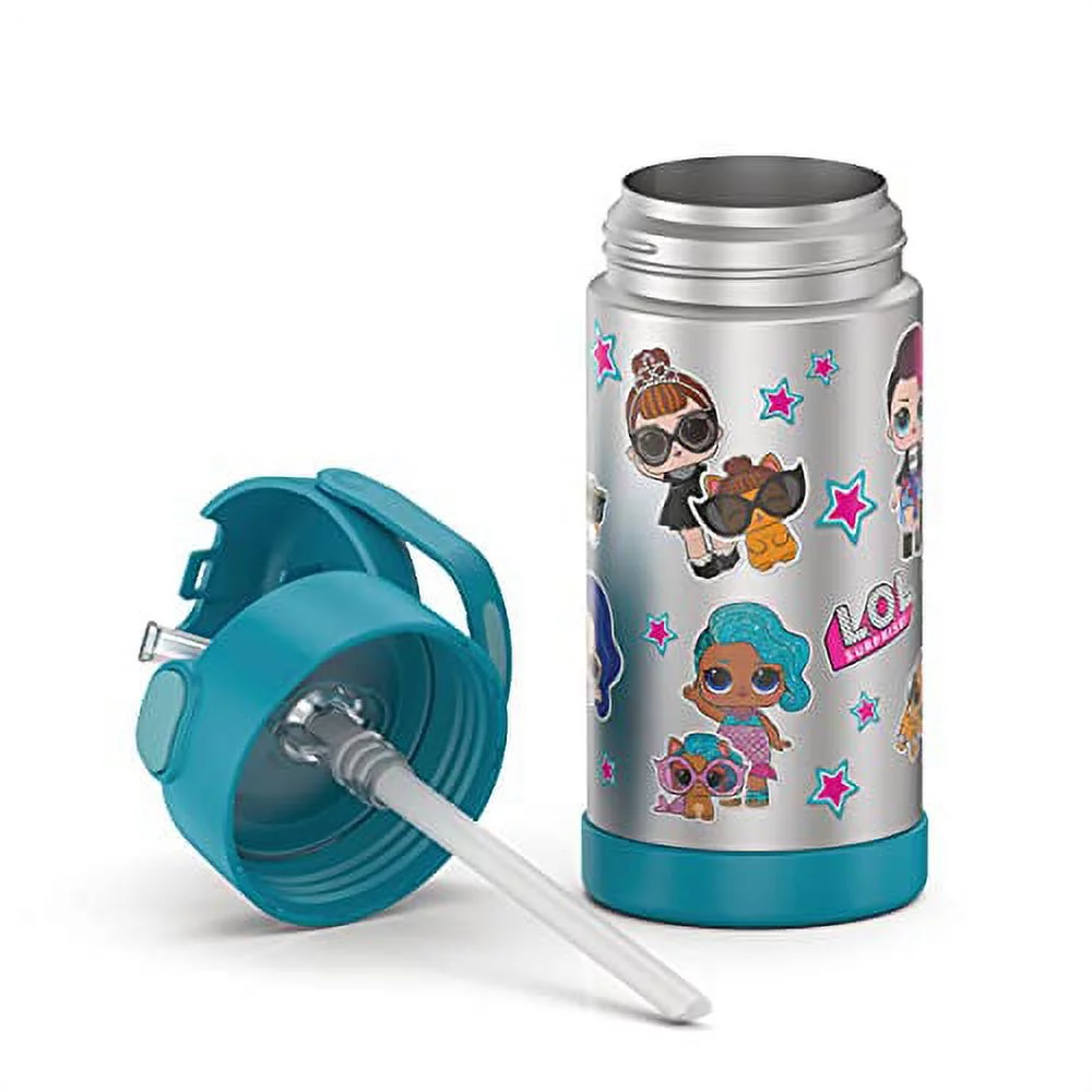Thermos Funtainer 12 Ounce Stainless Steel Vacuum Insulated Kids Straw Bottle Baby Shark