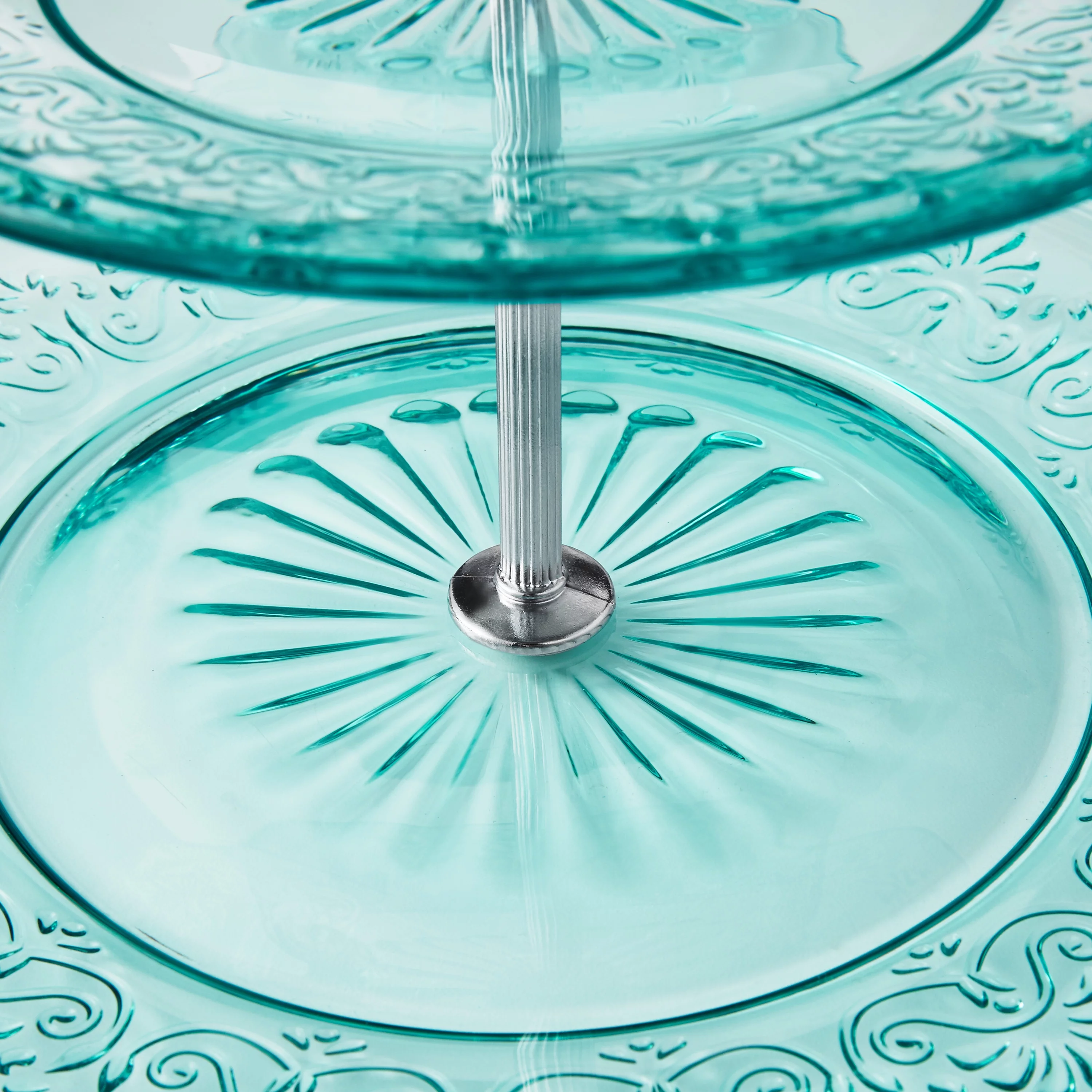 The Pioneer Woman Two-Tiered Glass Server, Teal