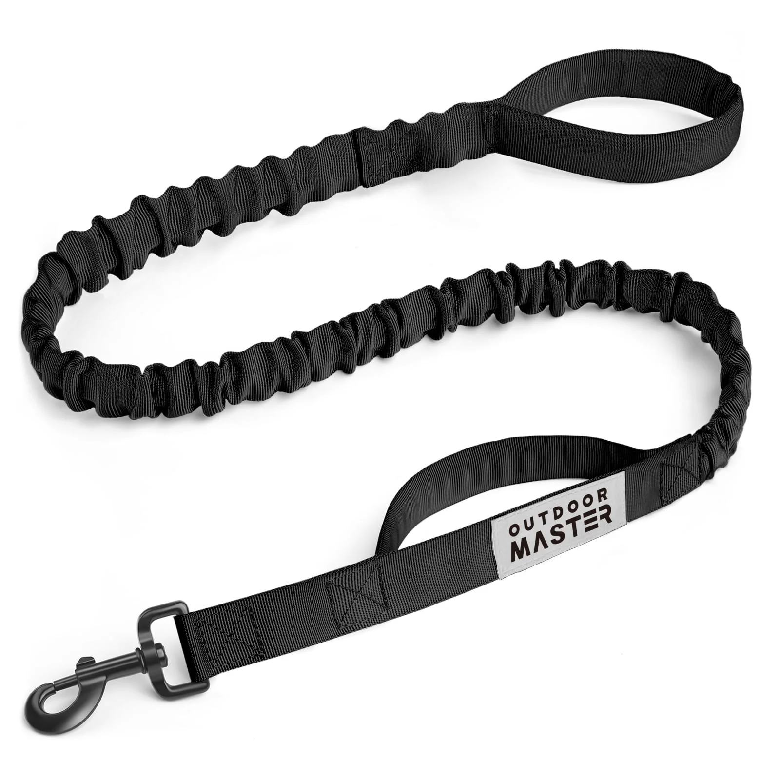 OutdoorMaster Bungee Dog Leash, Heavy Duty Dog Leash with Shock Absorption, 2 Padded Handles Training Leash, Improved Dog Safety and Comfort (Black, 4 FT)