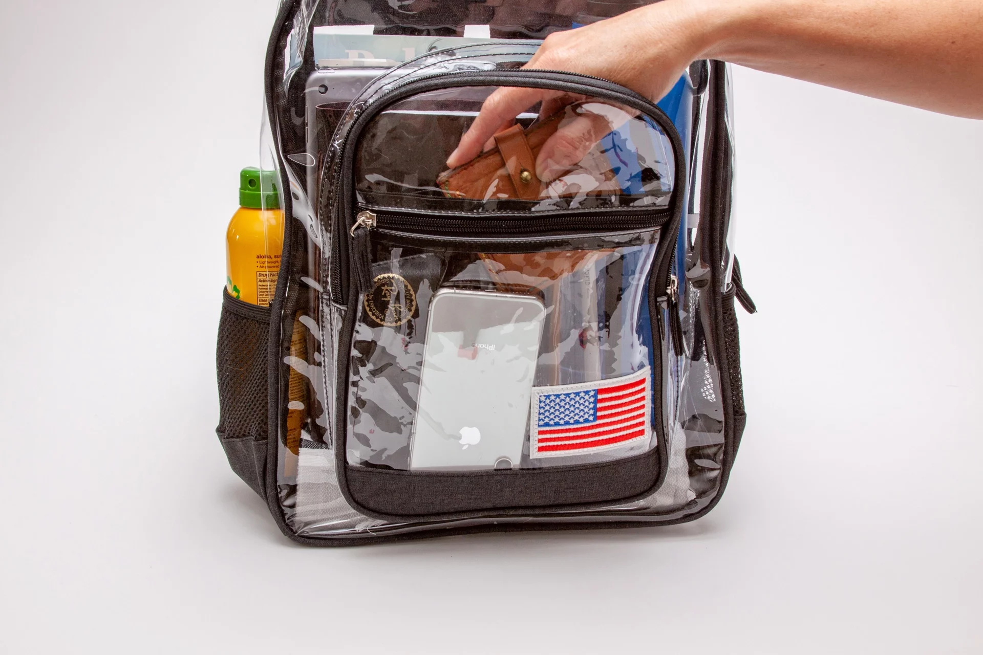 American Flag Clear Backpack (Black)