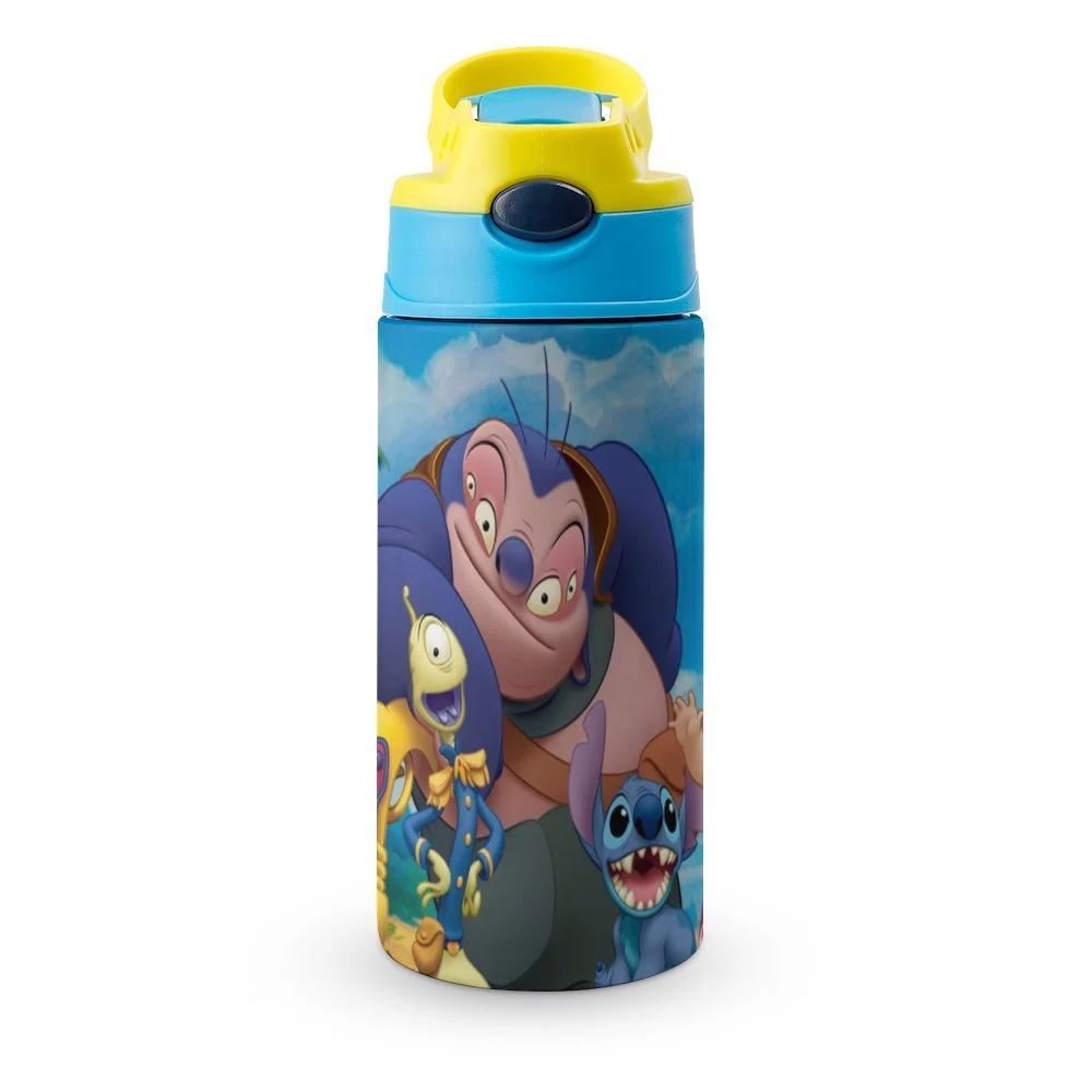 Stitch Cartoon Children's Water Bottle Vacuum Insulated Stainless Steel Cup With Straw Toddler Thermoses