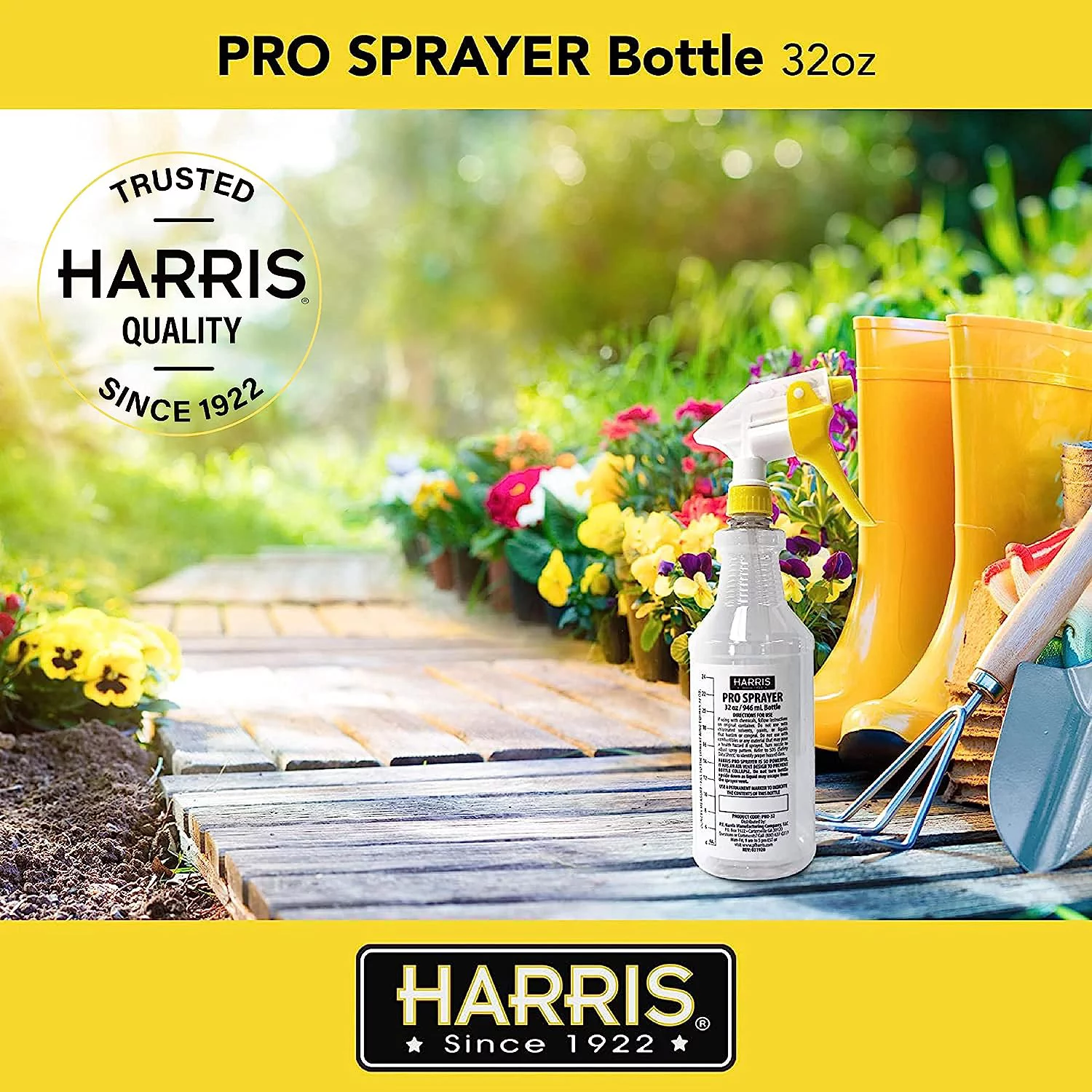 Harris Pro Trigger Sprayer Empty Bottles with Sprayer 32 oz. (4 Pack)