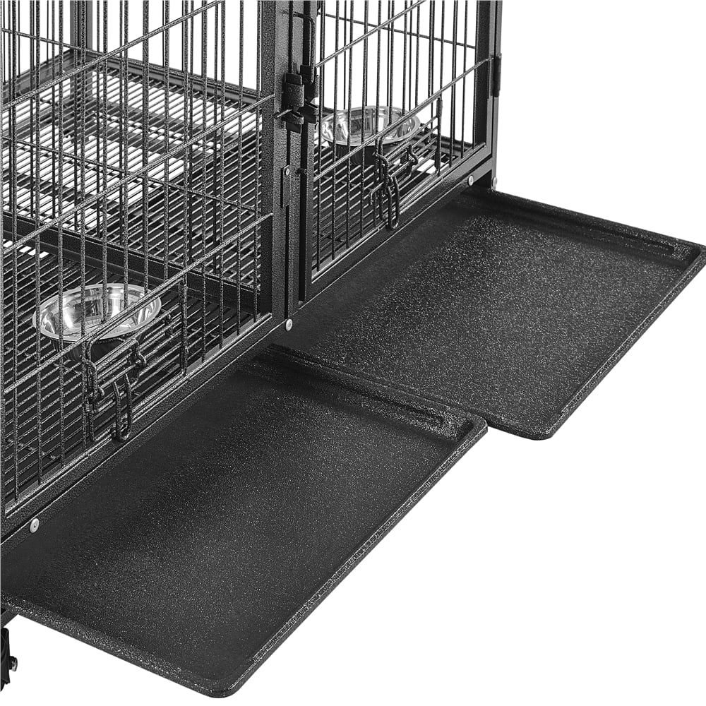 Yaheetech 42.5'' W Rolling Dog Crate W/ Removable Divider, Black