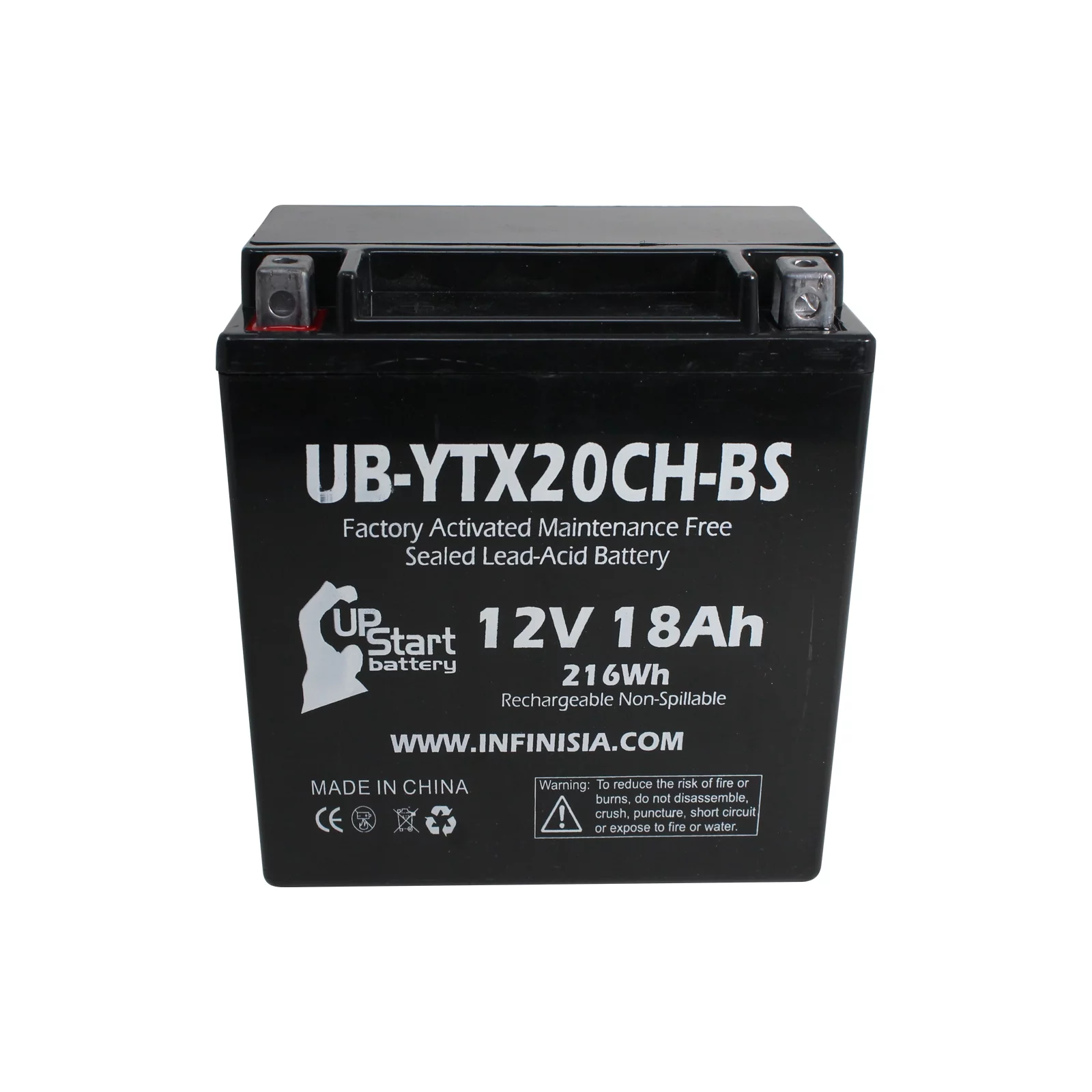 UB-YTX20CH-BS Battery Replacement for 2010 Kawasaki VN1700 Voyager, Nomad, Vaquero 1700 CC Motorcycle - Factory Activated, Maintenance Free, Motorcycle Battery - 12V, 18AH, UpStart Battery Brand