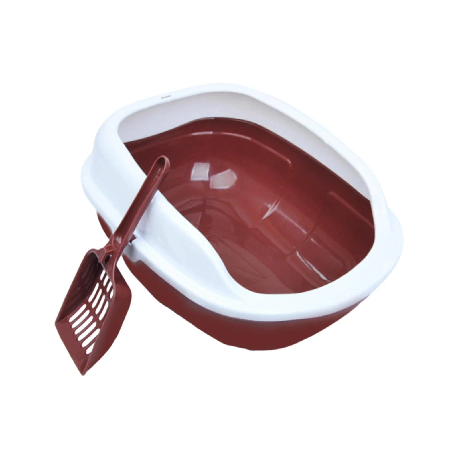 Gazechimp Cat Kitten Toilet Anti Splashing Durable Open Top Pet Litter Tray Coffe