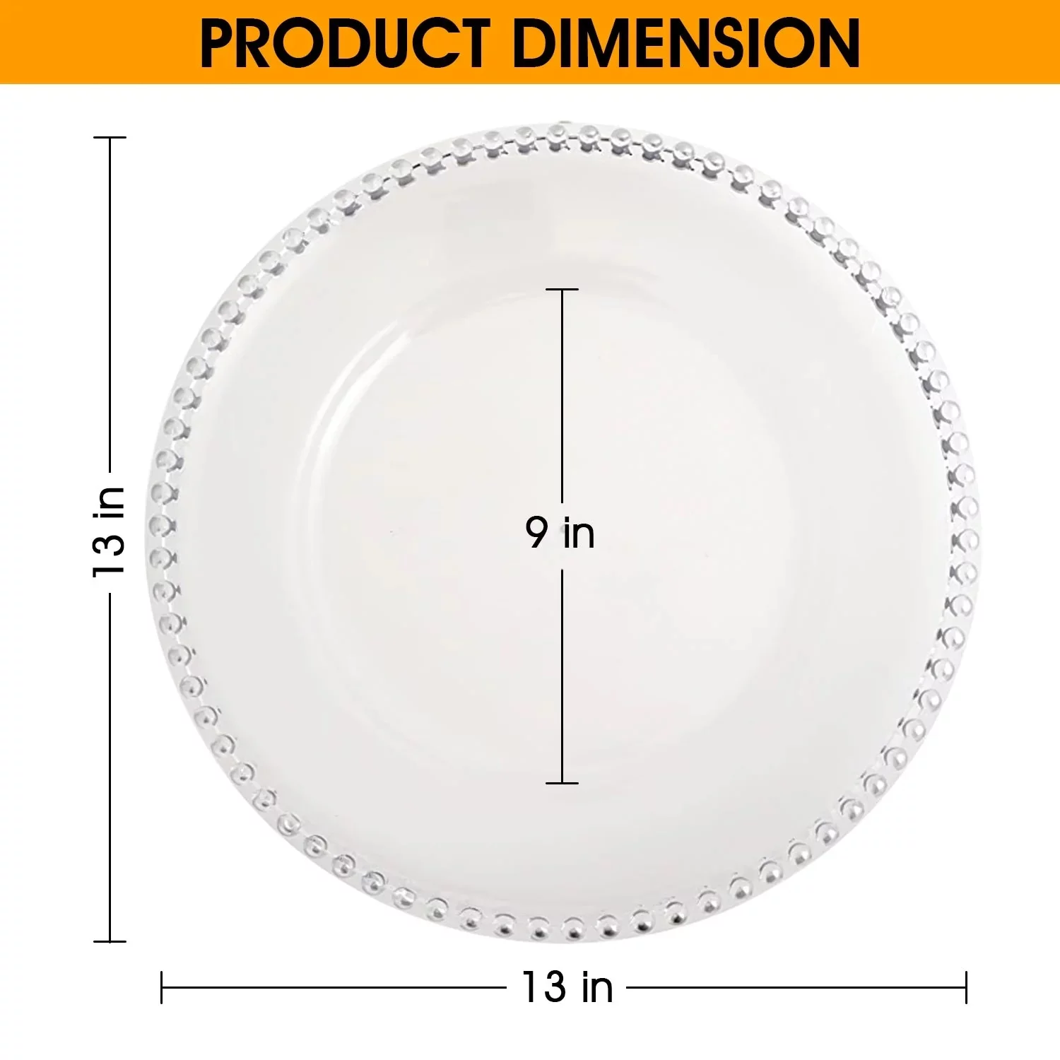 36 Pack | Clear Beaded Plastic Charger Plates