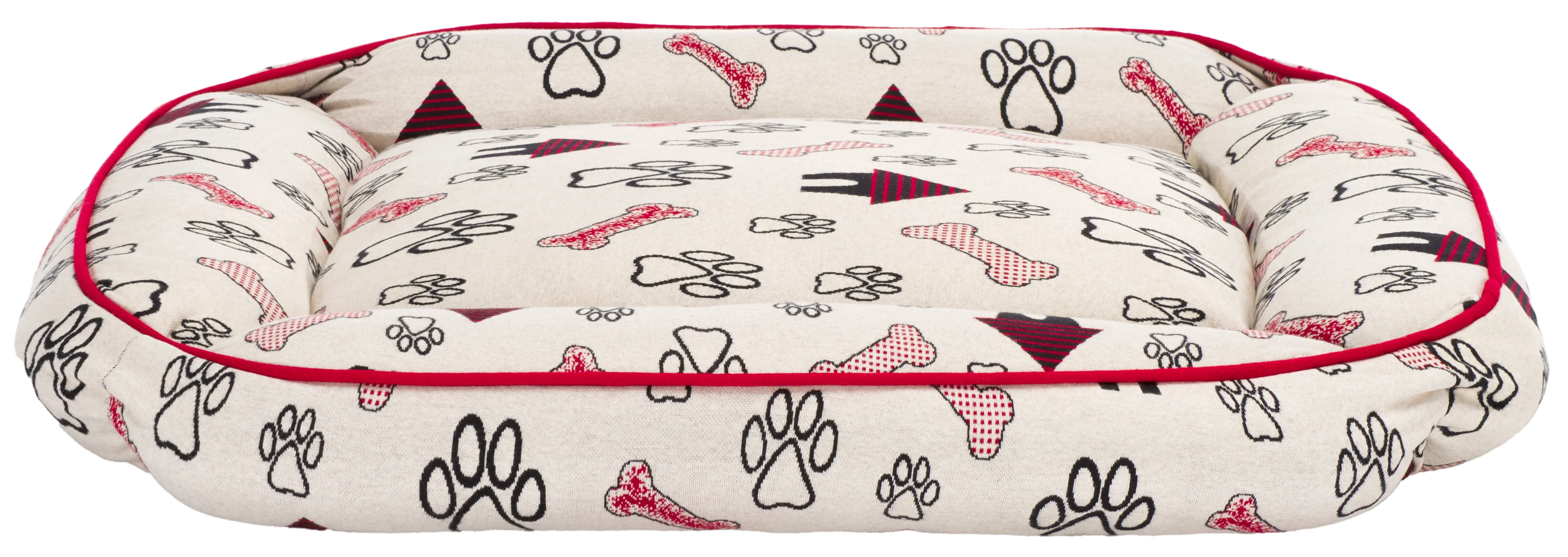 SAFAVIEH Genji Regular Pillow Style Dog Bed, Ivory/Red