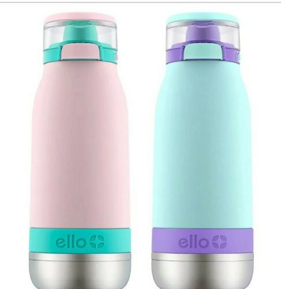 Ello Emma 14oz Stainless Steel 2pk Water Bottle-Light Pink/Light Blue