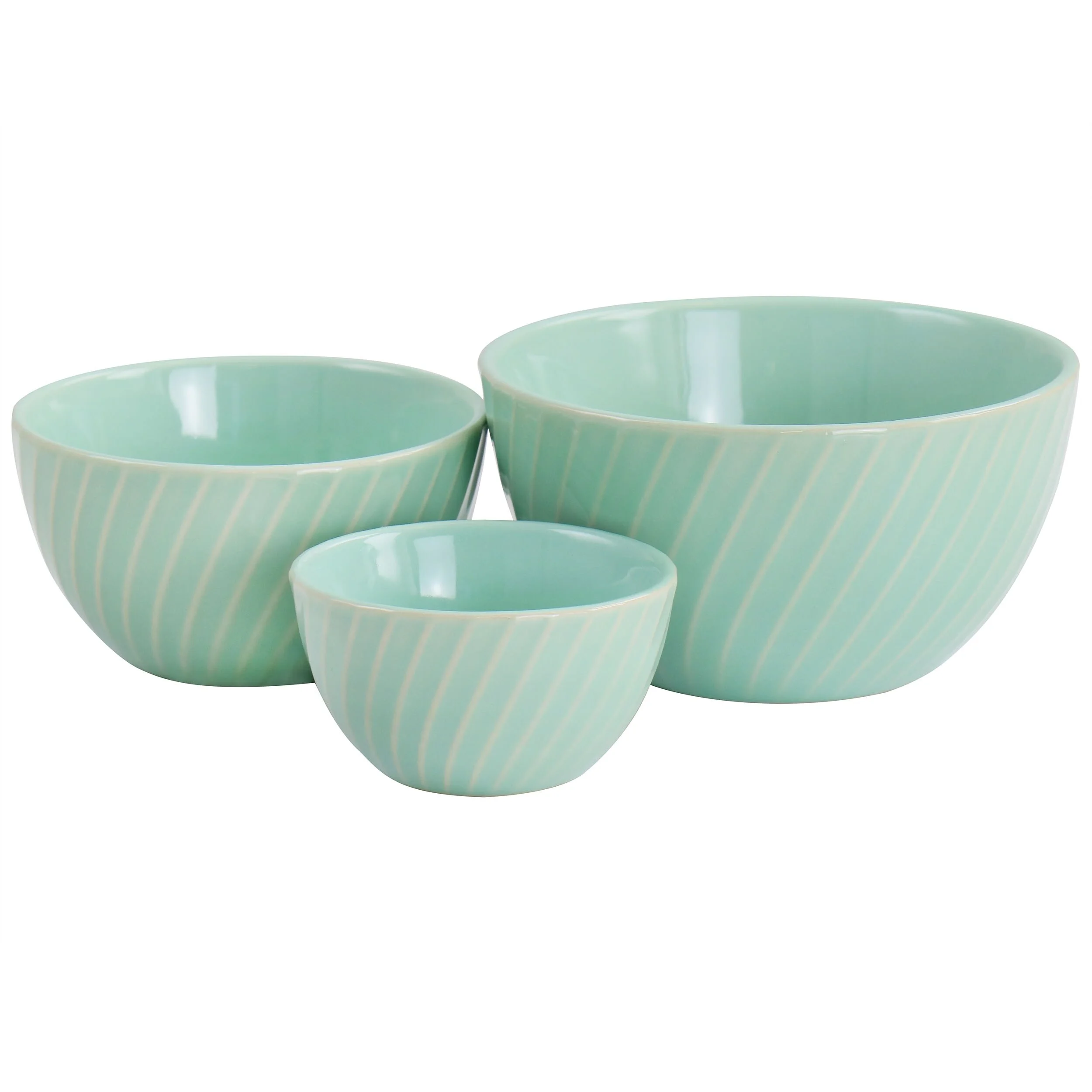 Martha Stewart  3 Piece Stoneware Mini Bowl Set in Mint - 3 Piece