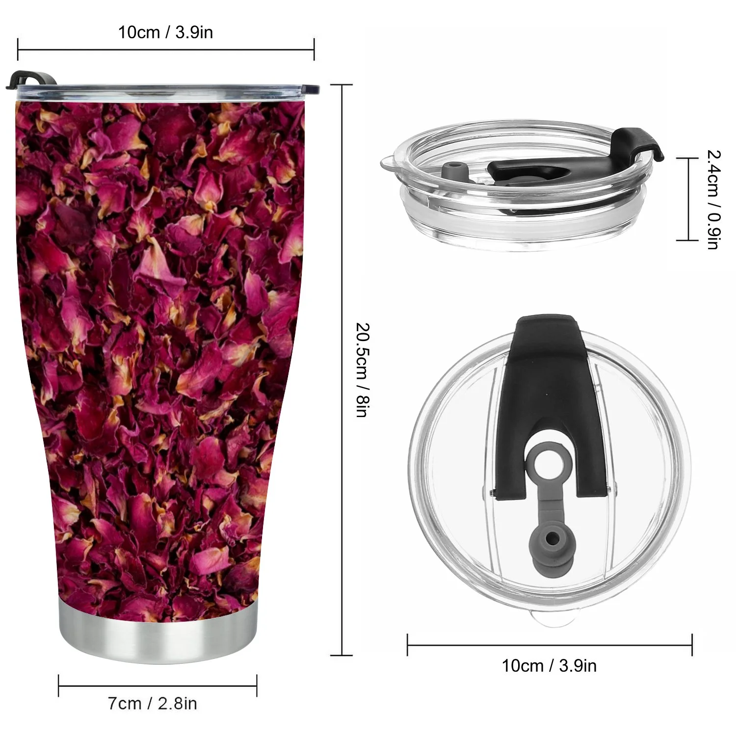 Hidove Stainless Steel Tumbler, Dried Rose Petals as Background 30oz Leak Proof & Stainless Steel Bottle for Hot & Cold Drinks - Coffee Travel Mug, Water Metal Canteen, Thermal Cup