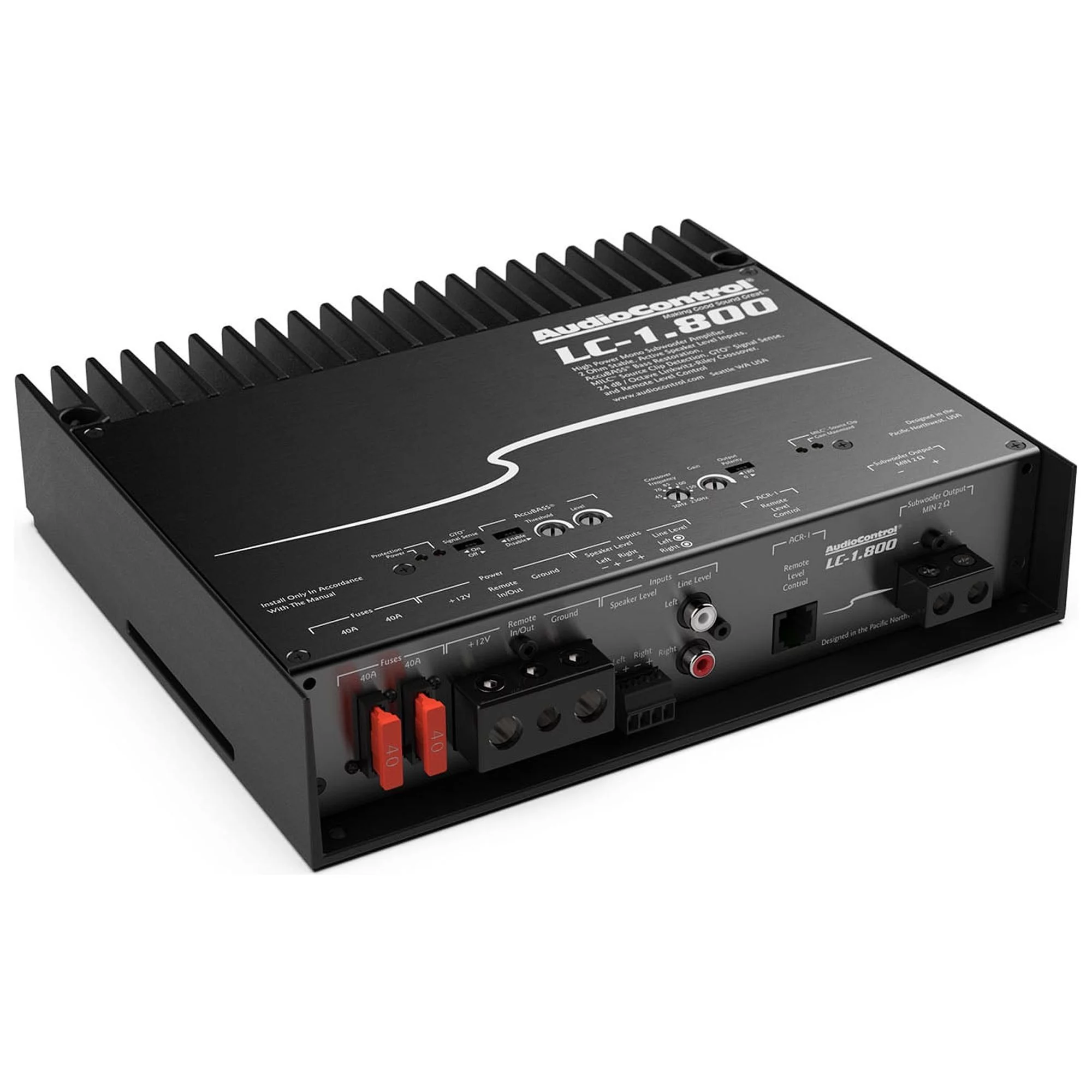 AudioControl LC-1.800 High-Power Mono Subwoofer Amplifier with Accubass, ACR-1 Dash Remote, And Wiring Kit