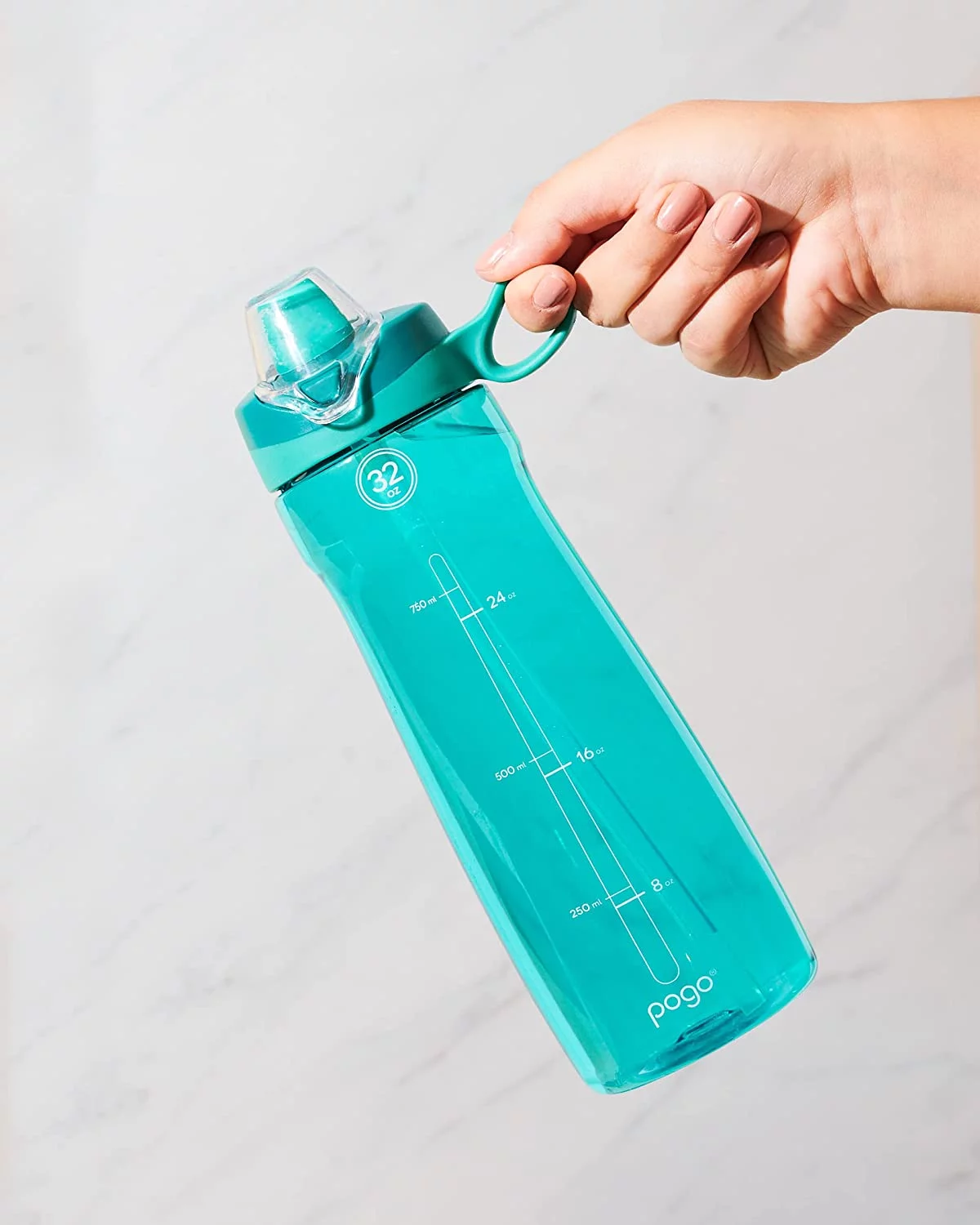 Pogo BPA-Free Tritan Plastic Water Bottle with Soft Straw, 32 Oz, Aquaviva