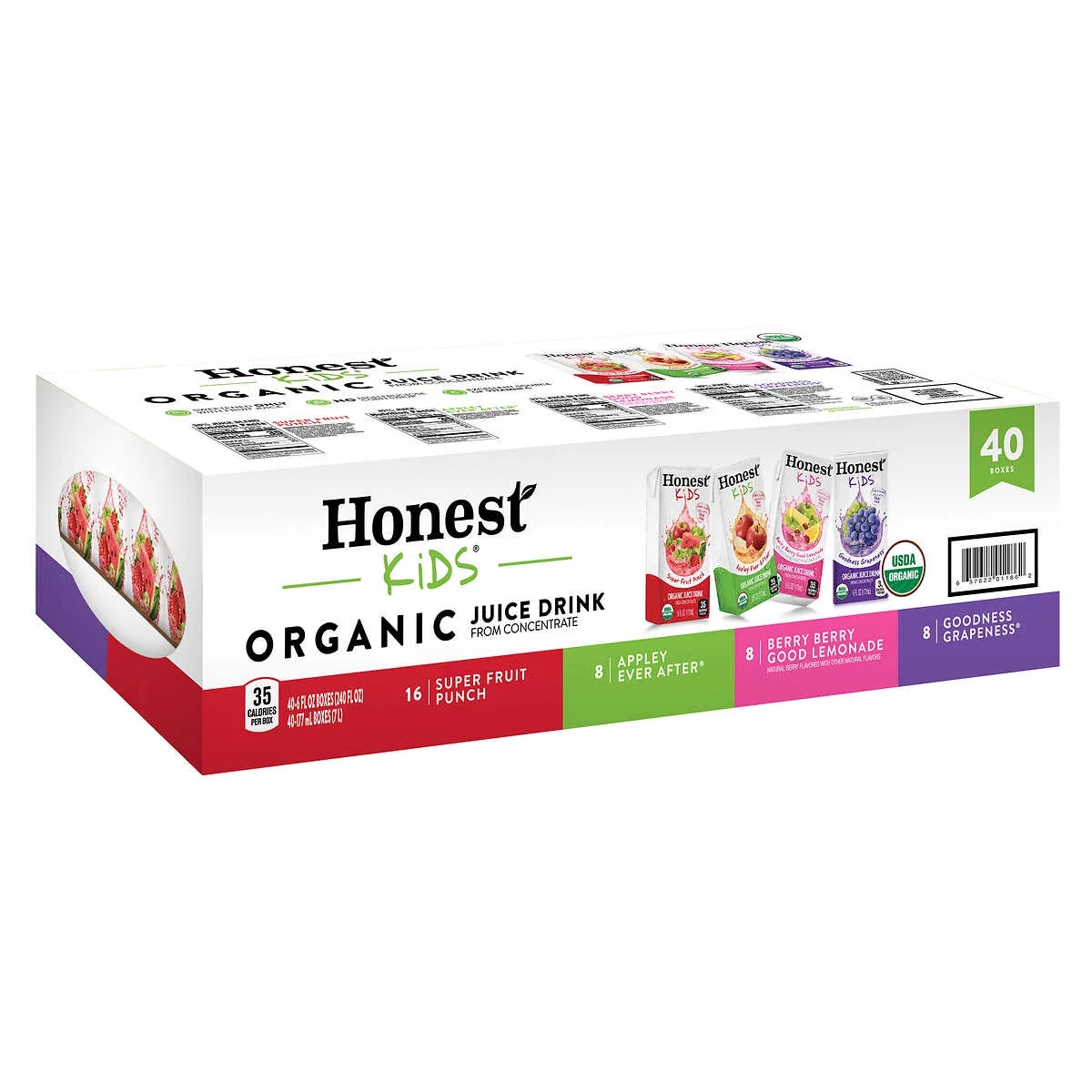 Honest Kids Organic Juice Drink, Variety Pack, 6 fl oz, 40 Count