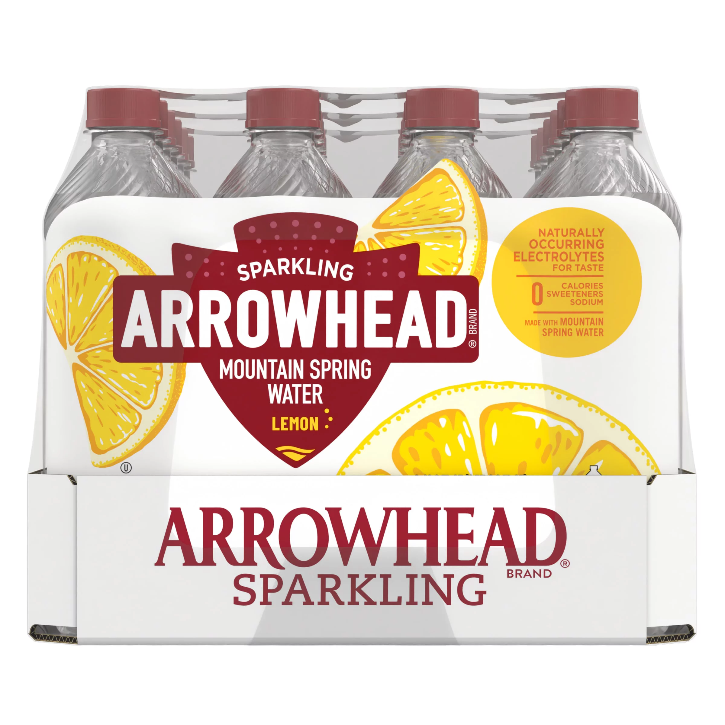 Arrowhead Sparkling Water, Lively Lemon, 16.9 oz. Bottles (24 Count)