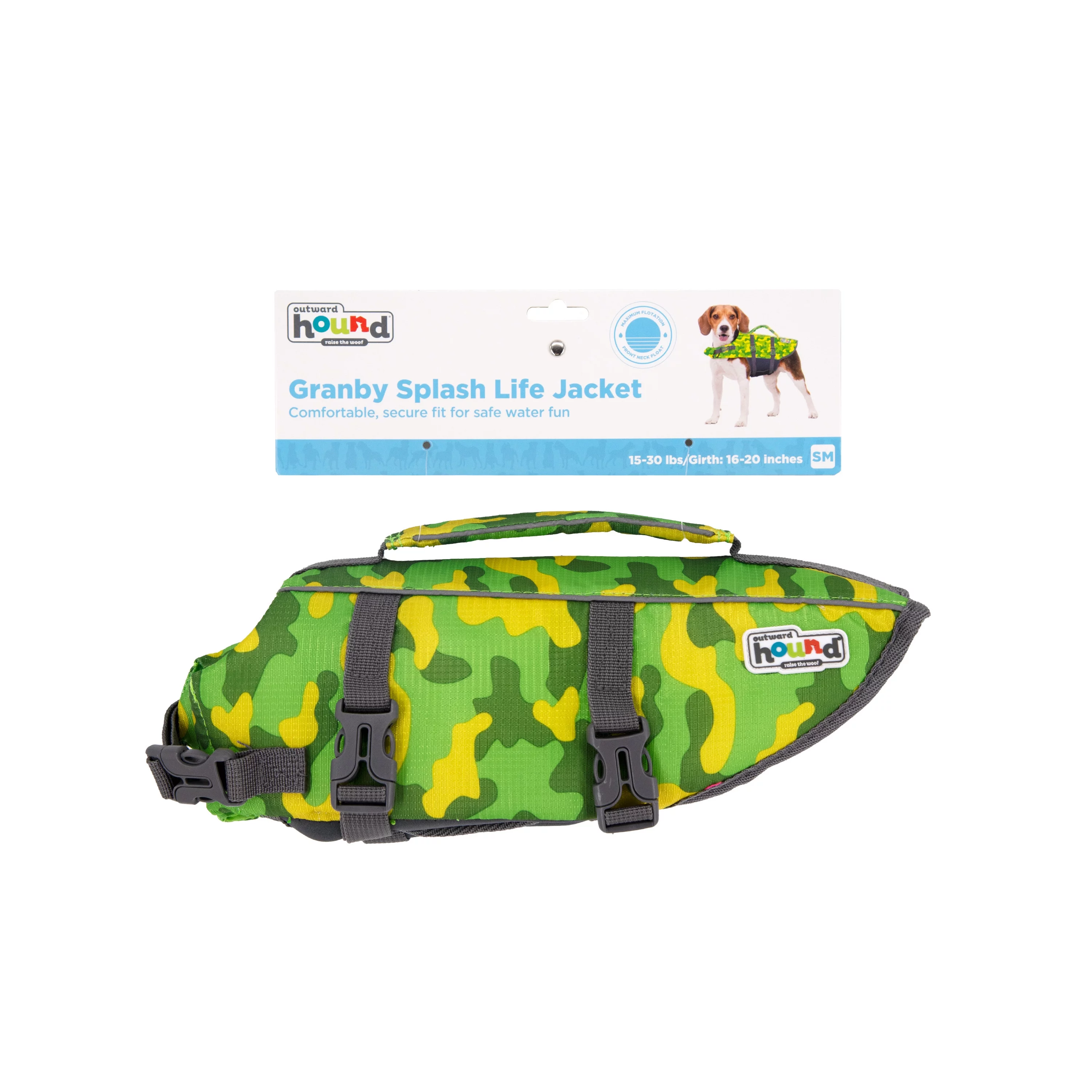 Outward Hound Granby Splash Dog Life Jacket, Camo, Small