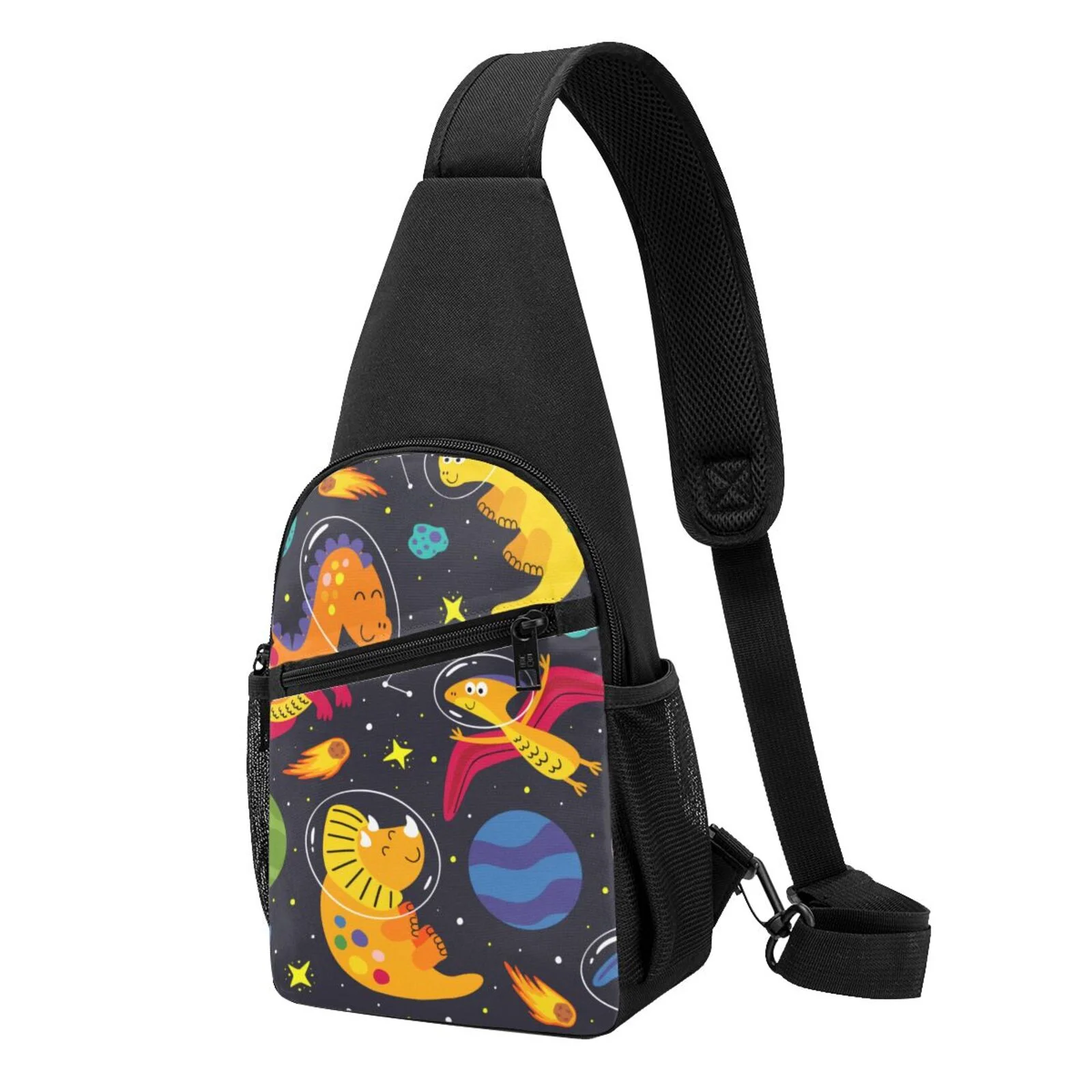 Balery Dinosaurs In Space Chest Pack,Small Sling Bag For Women Men,Crossbody Bags For Travel Hiking Running Sports