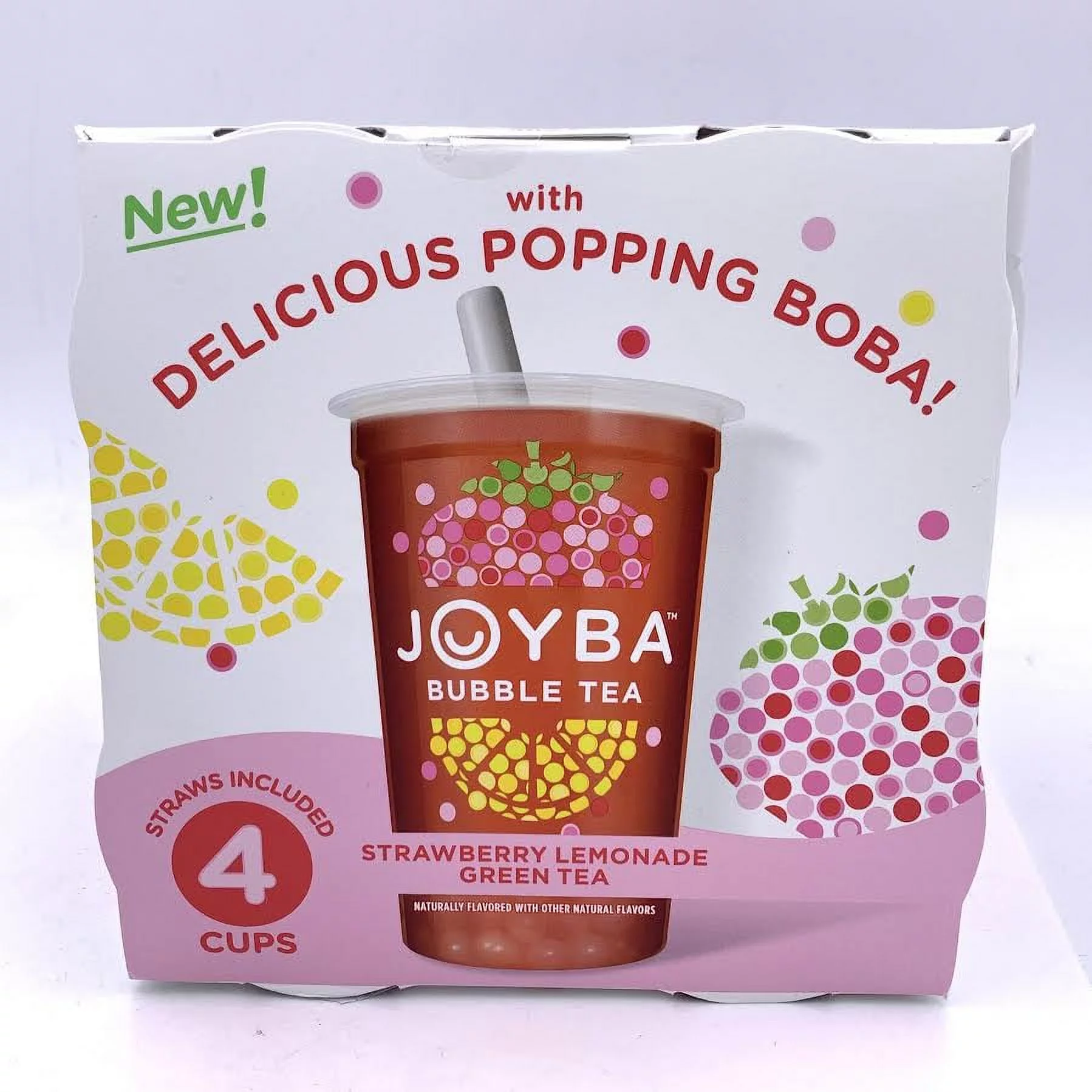 Joyba Strawberry Lemonade Green Bubble Tea 4-12 fl oz Cup