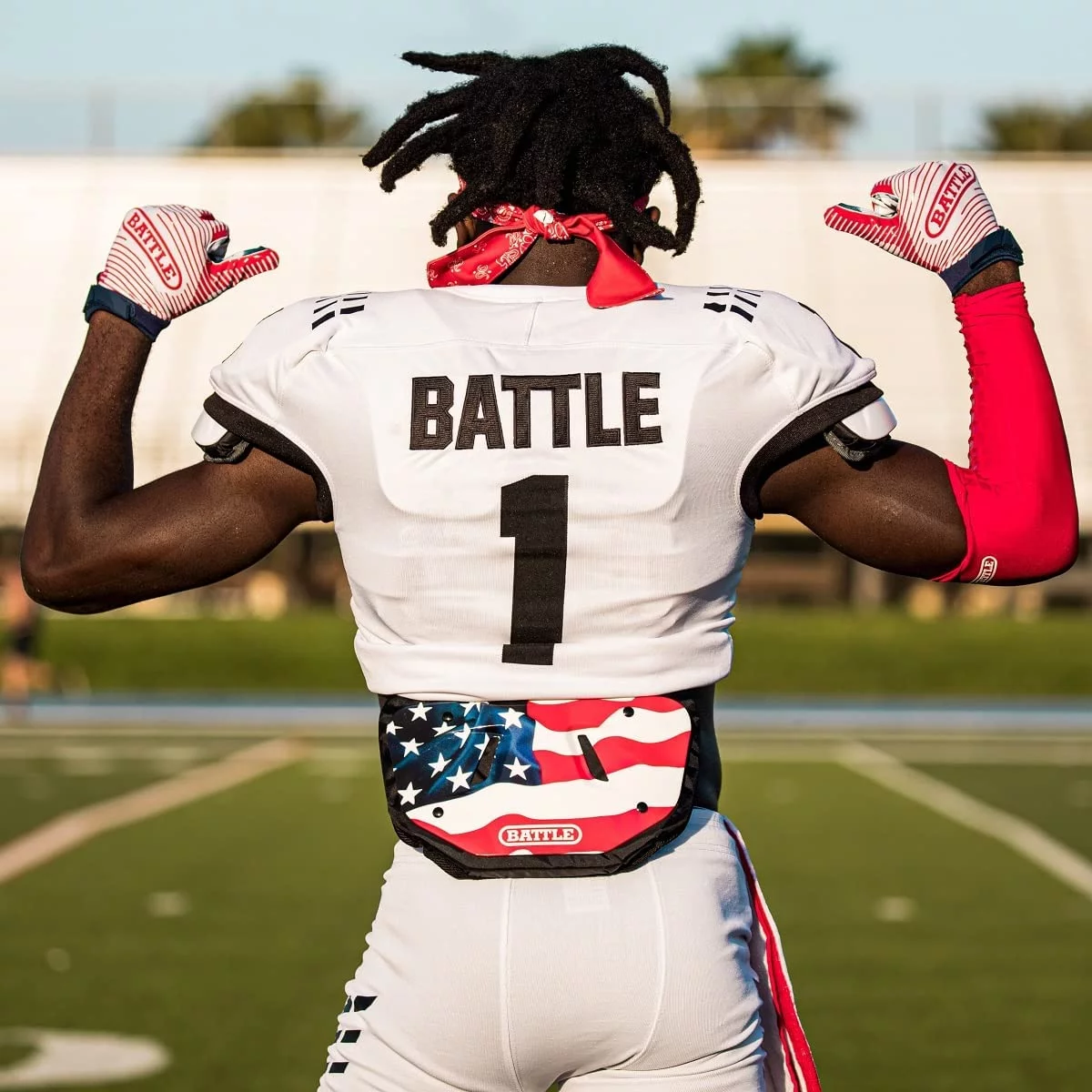 Battle Sports Adult American Flag 2.0 Football Back Plate - Red/White/Blue